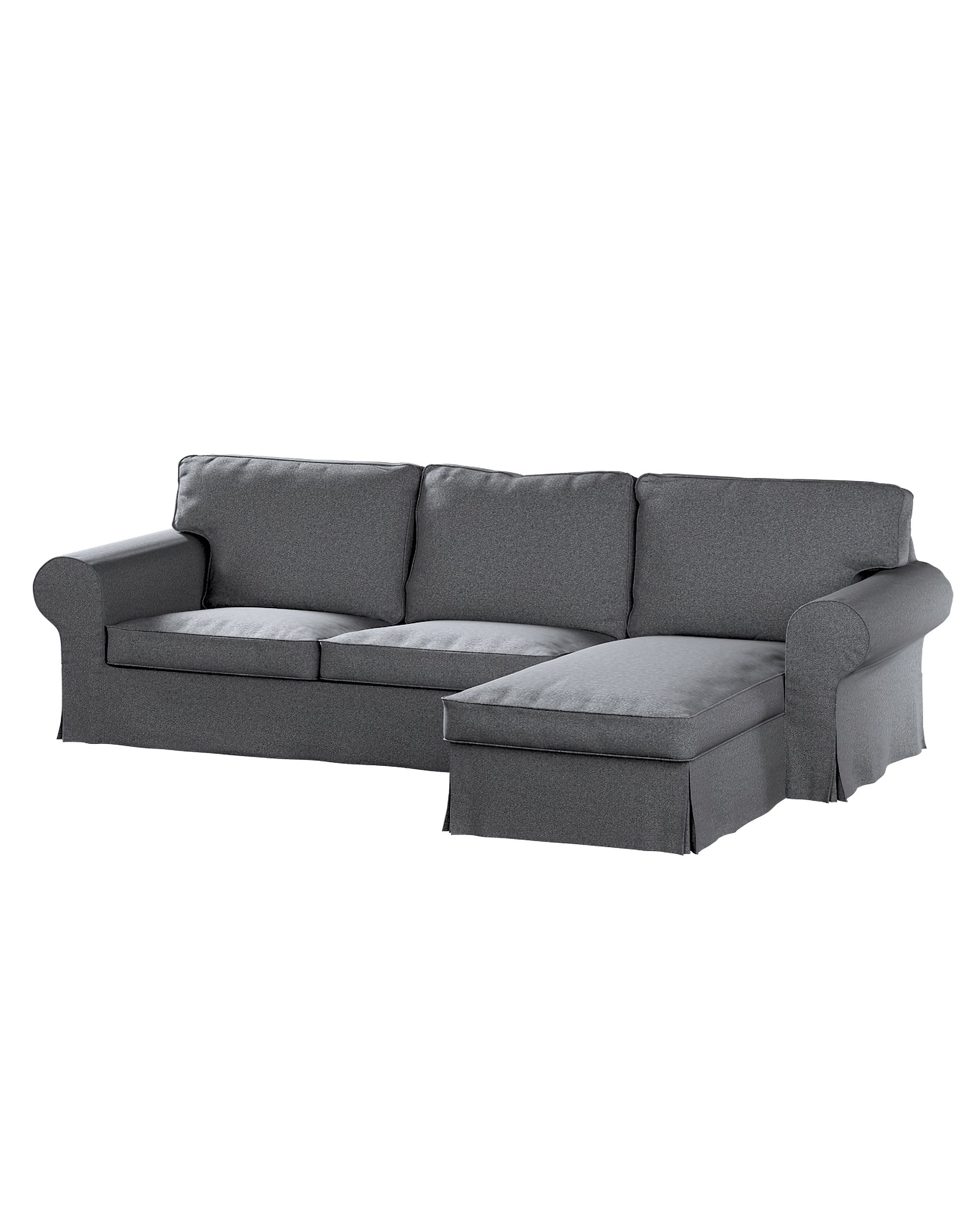 Bezug für Ektorp 2-Sitzer Sofa mit Recamiere Farbe grau Stoff strukturiert
