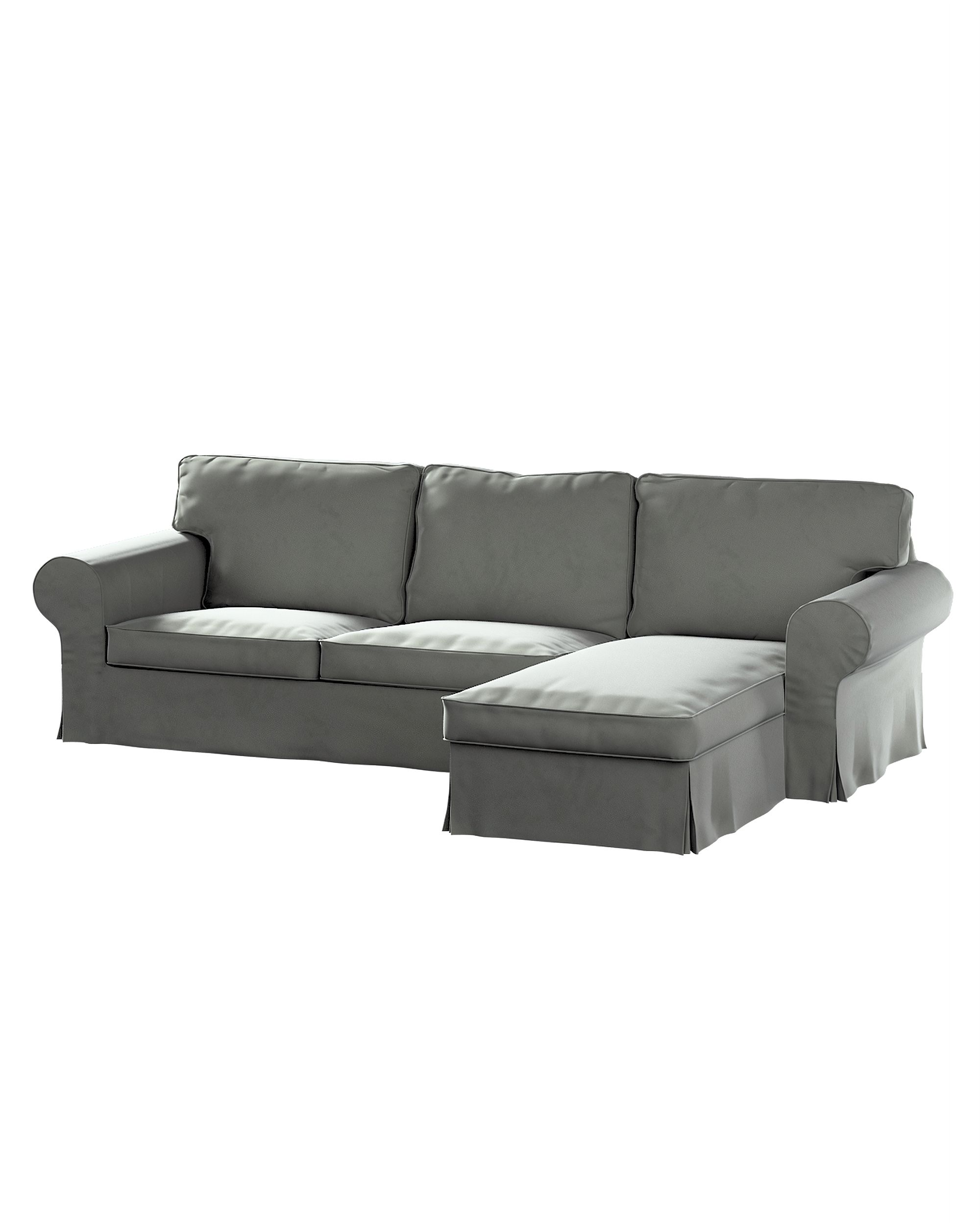 Bezug für Ektorp 2-Sitzer Sofa mit Recamiere Farbe grau Stoff glänzend, samt