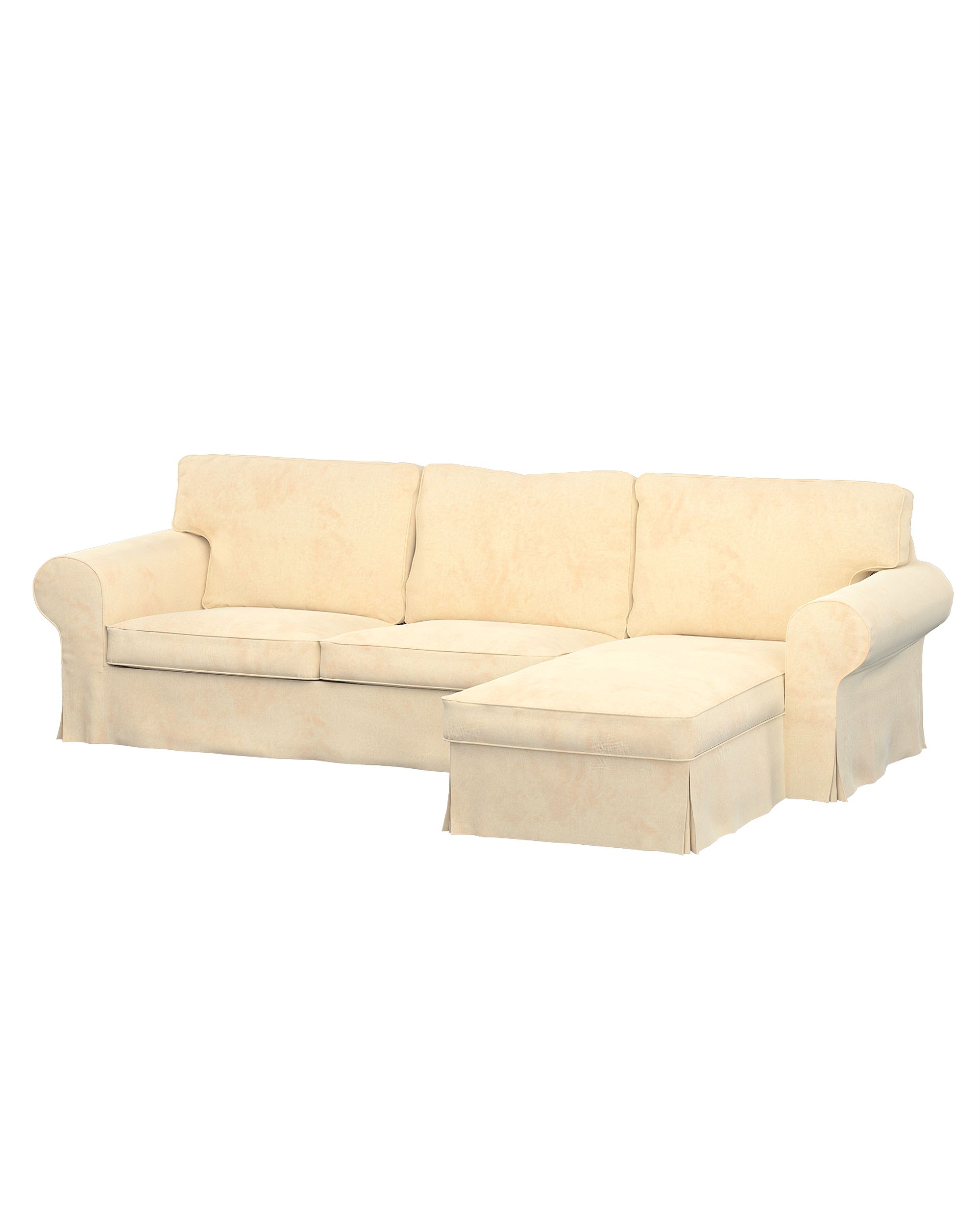 Bezug für Ektorp 2-Sitzer Sofa mit Recamiere Farbe ecru Stoff glänzend, samt