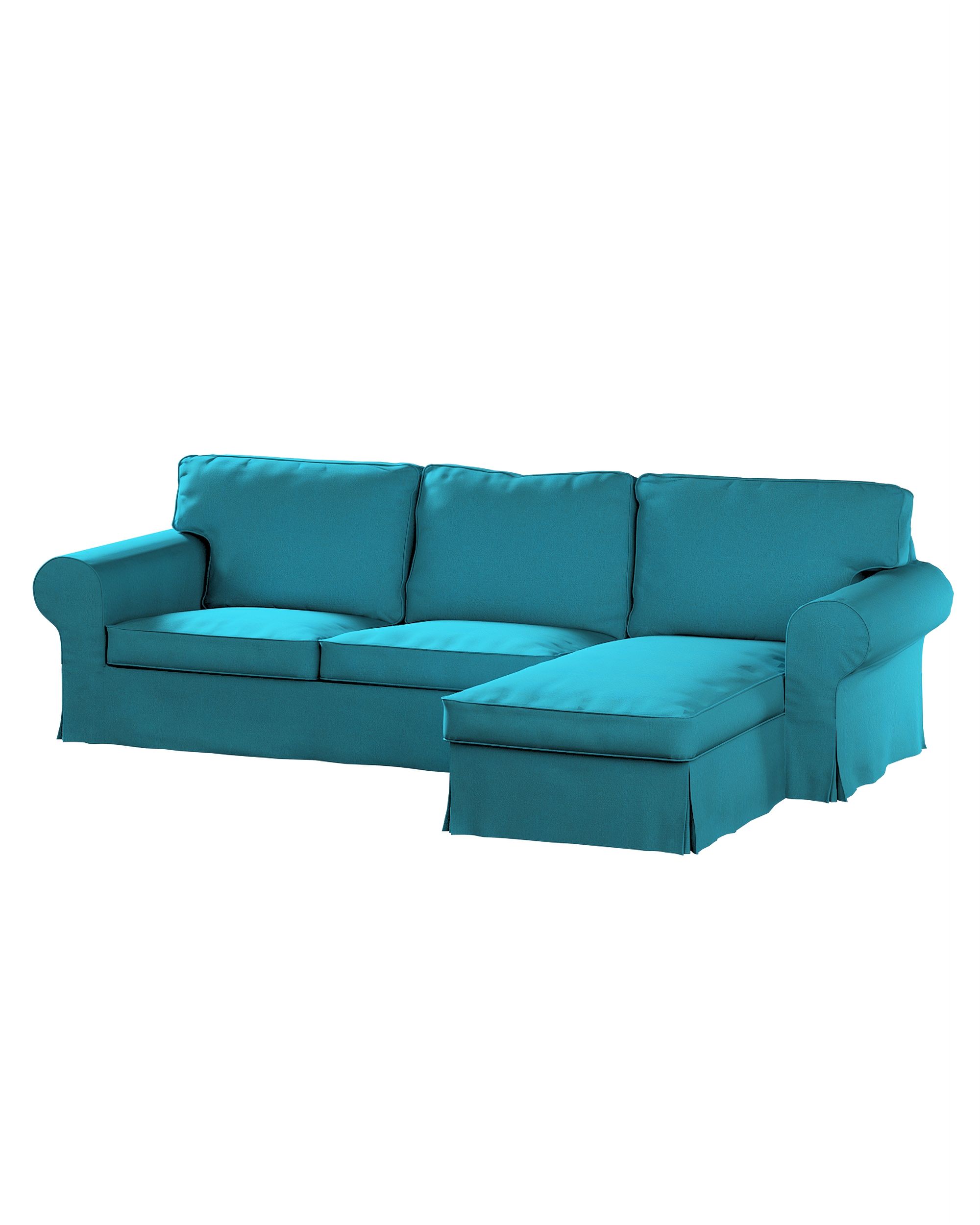 Bezug für Ektorp 2-Sitzer Sofa mit Recamiere Farbe blau Stoff strukturiert