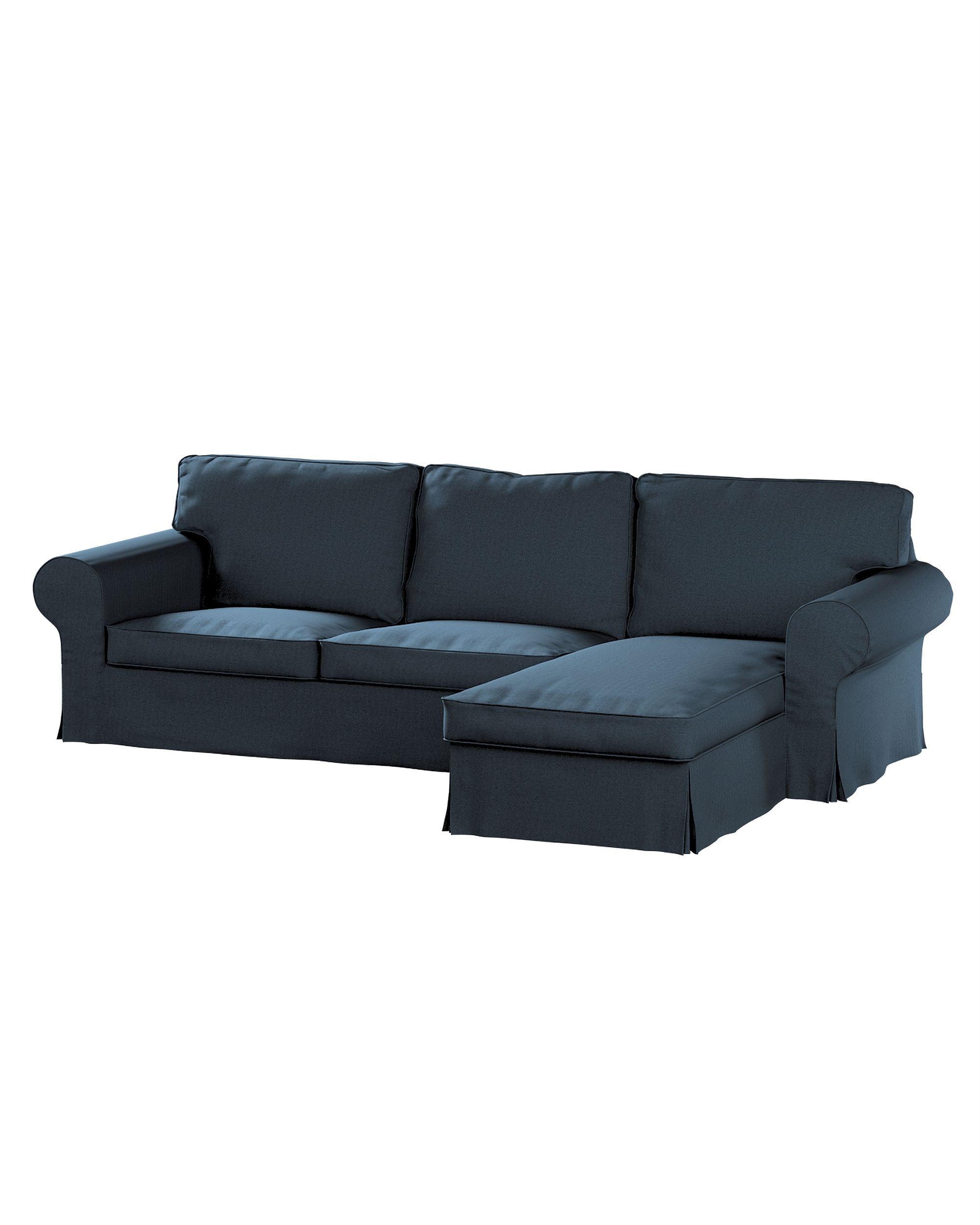 Bezug für Ektorp 2-Sitzer Sofa mit Recamiere Farbe blau Stoff strukturiert