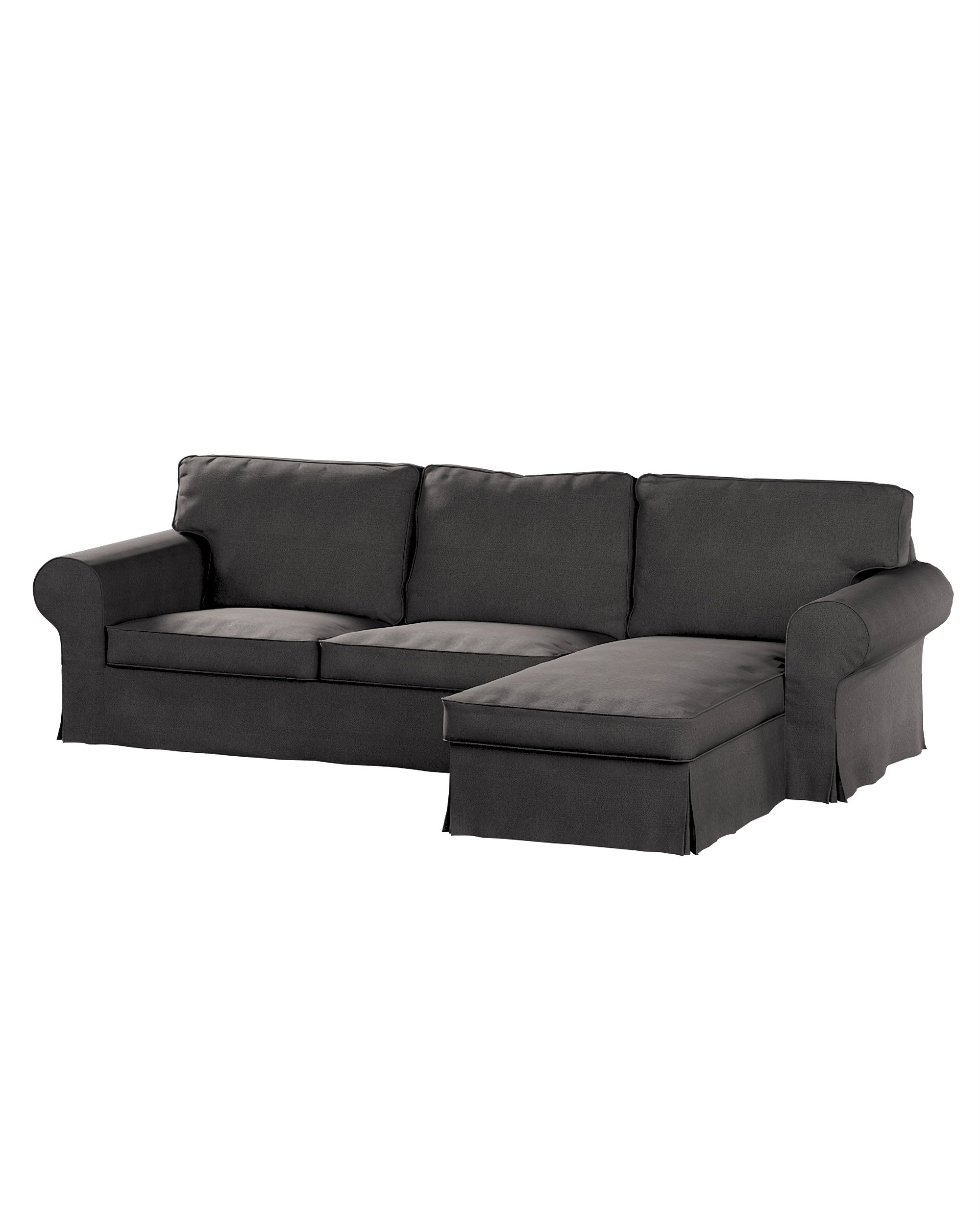 Bezug für Ektorp 2-Sitzer Sofa mit Recamiere Farbe grau Stoff strukturiert