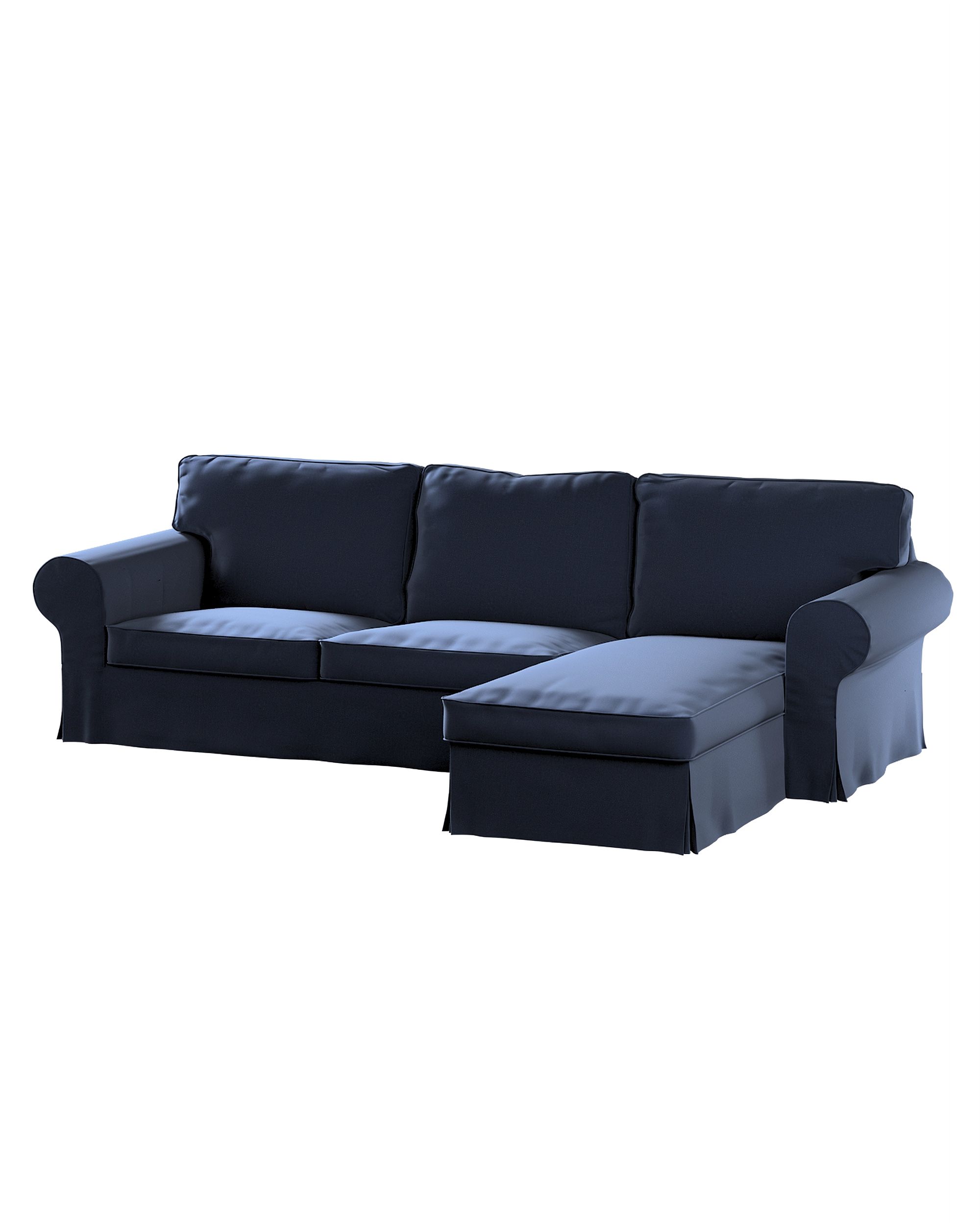 Bezug für Ektorp 2-Sitzer Sofa mit Recamiere Farbe dunkelblau Stoff samt