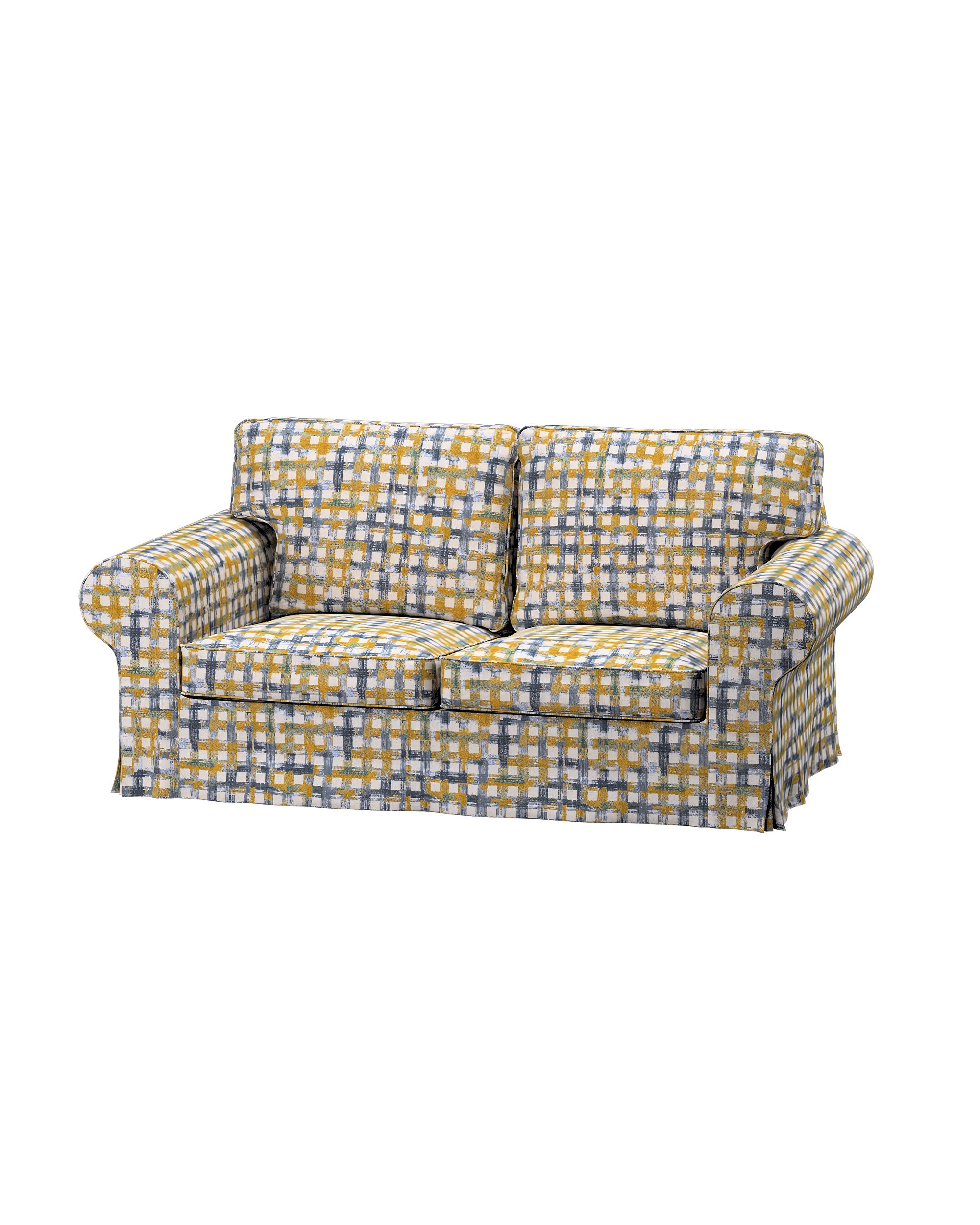 Bezug für Ektorp 2-Sitzer Schlafsofa NEUES Modell Farbe blau Stoff strukturiert, gemustert