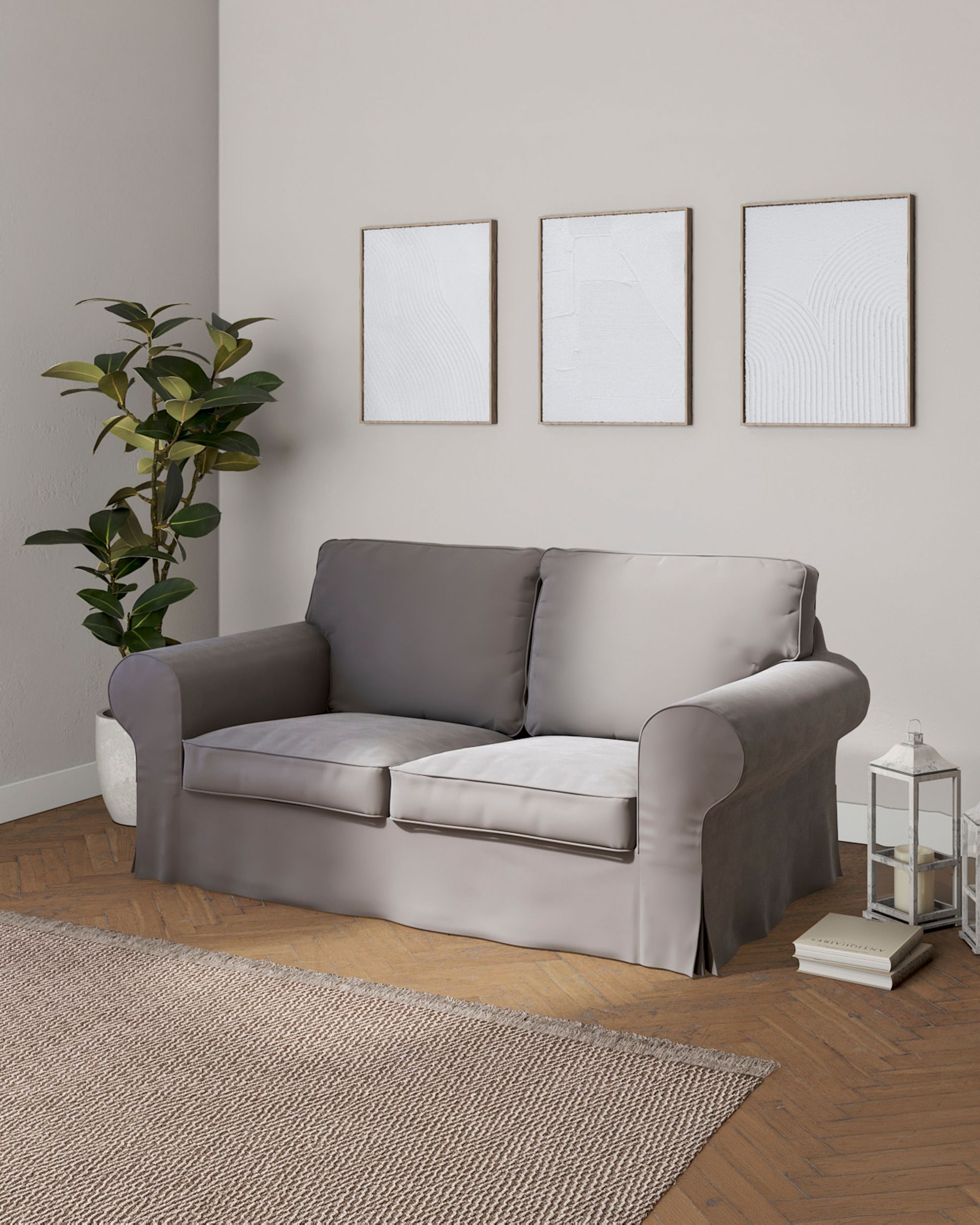 Bezug für Ektorp 2-Sitzer Schlafsofa NEUES Modell Farbe grau Stoff glänzend, samt