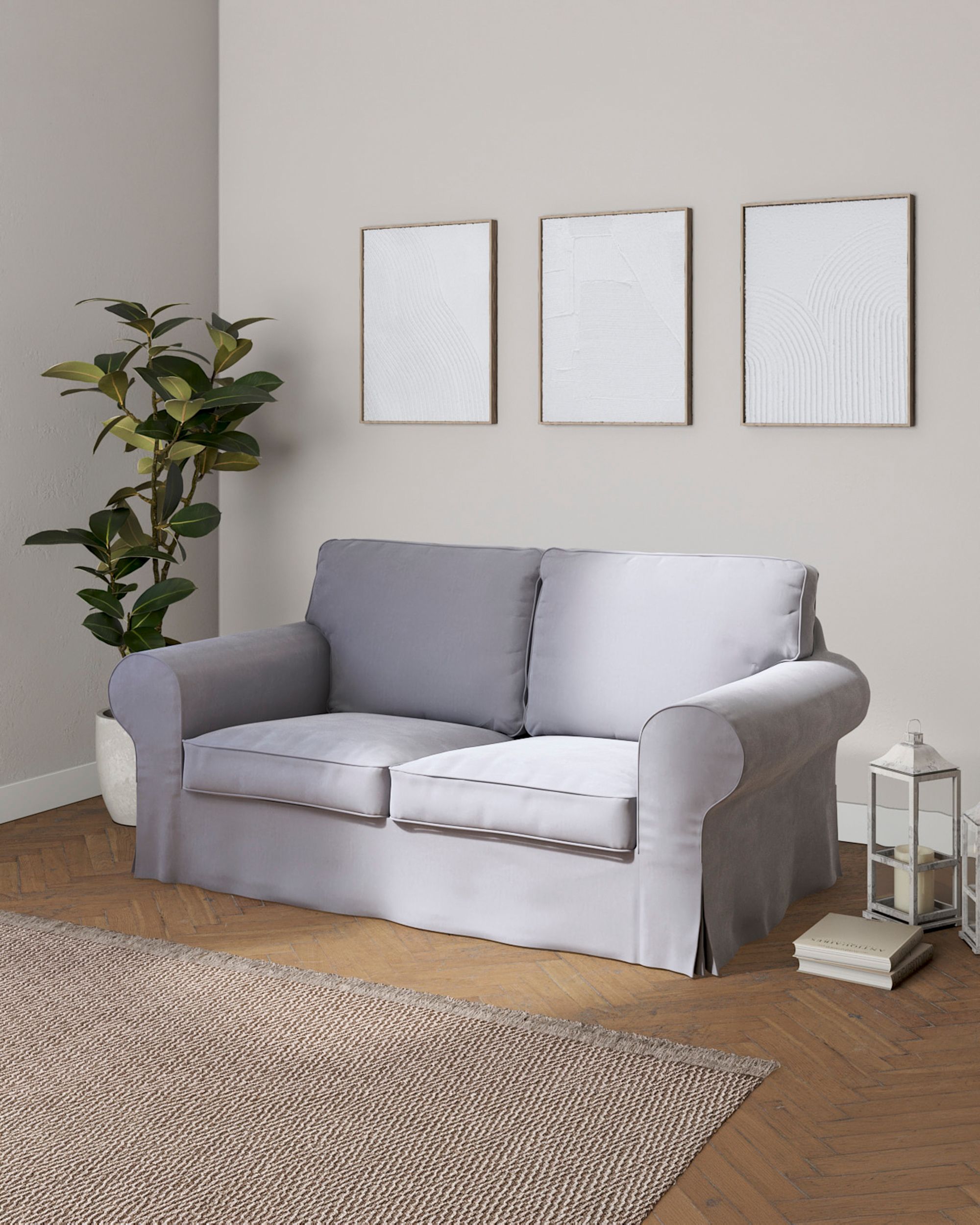 Bezug für Ektorp 2-Sitzer Schlafsofa NEUES Modell Farbe grau Stoff glänzend, samt