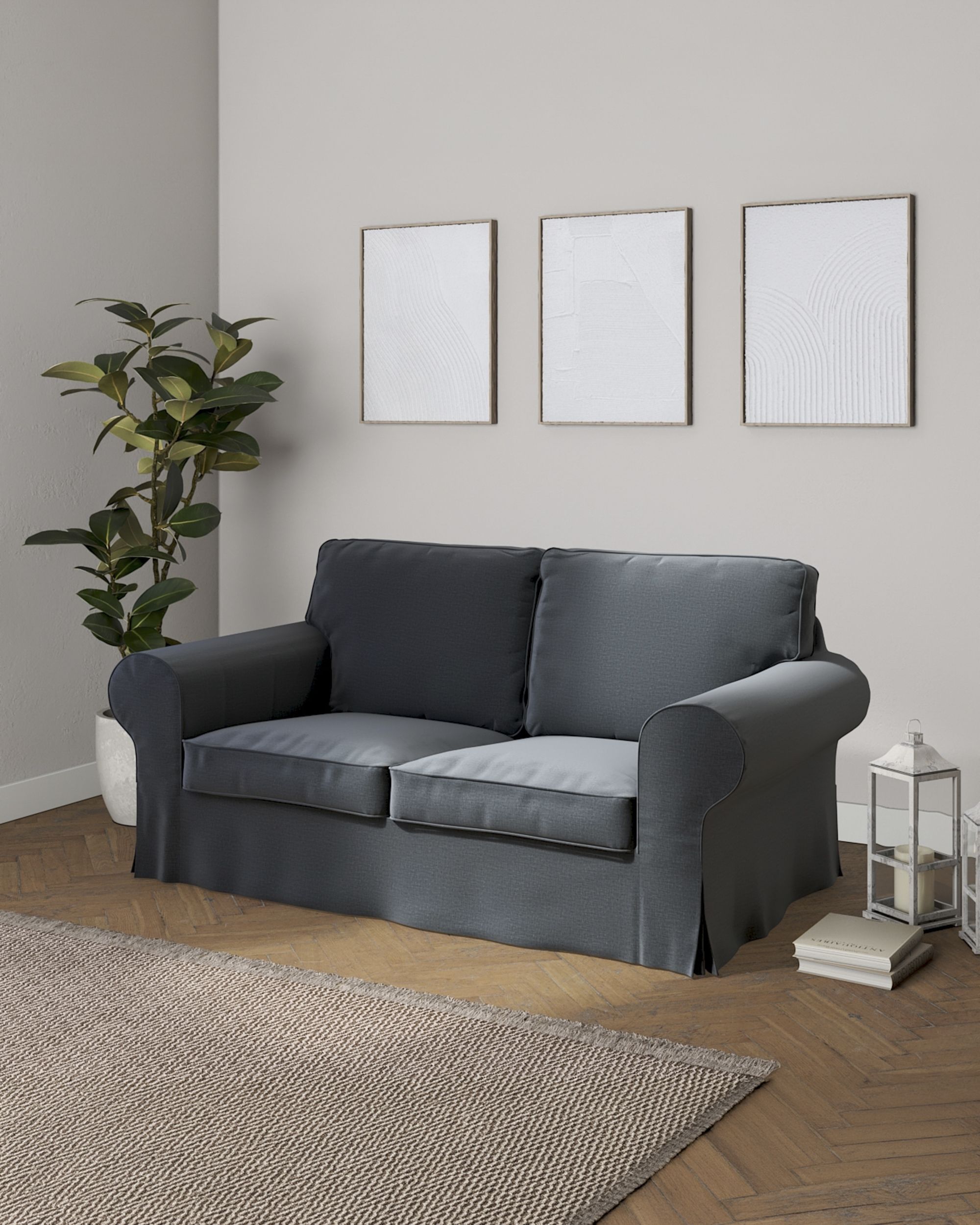 Bezug für Ektorp 2-Sitzer Schlafsofa NEUES Modell Farbe grau Stoff samt