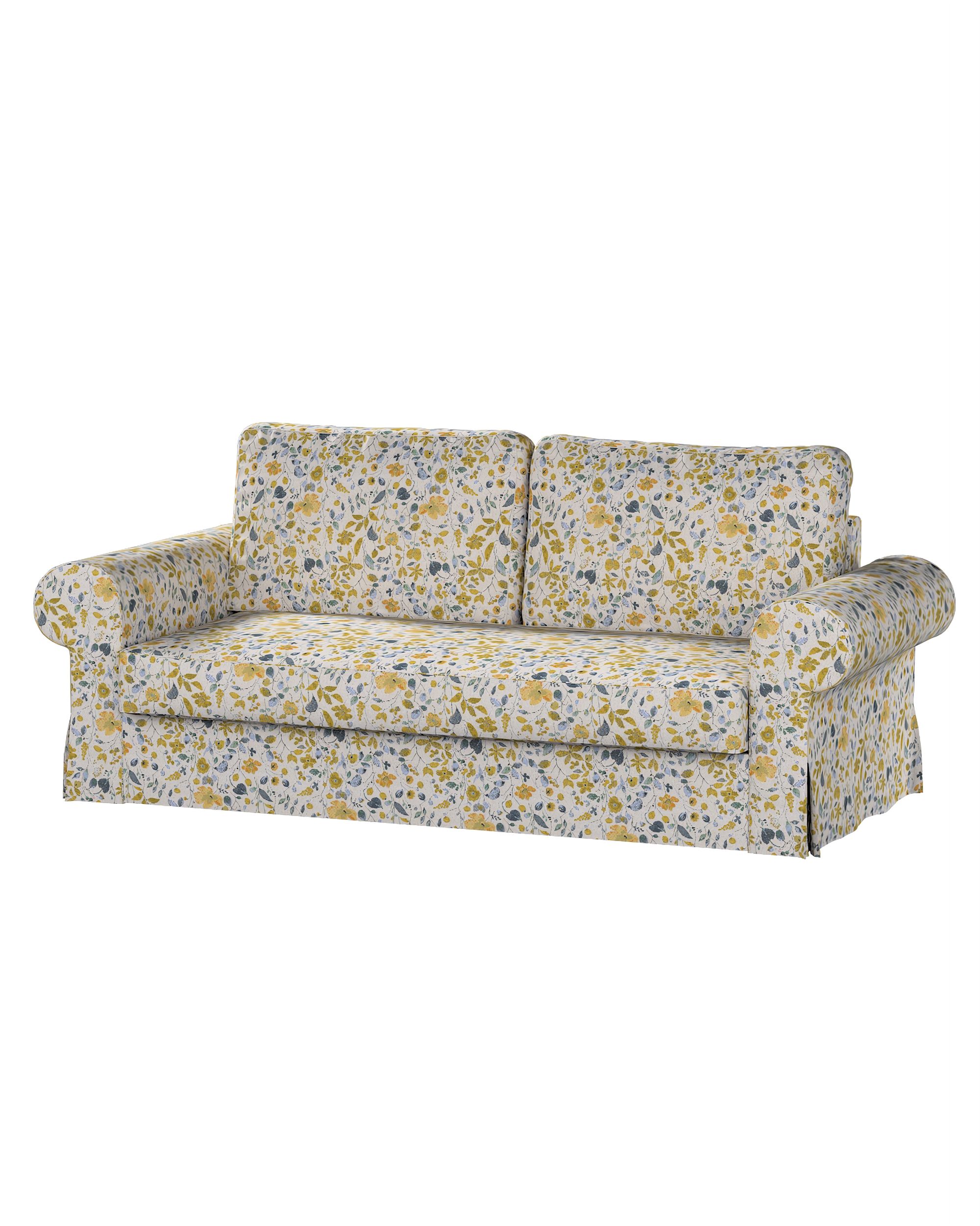 Bezug für Backabro 3-Sitzer Sofa ausklappbar Farbe gelb Stoff strukturiert, gemustert