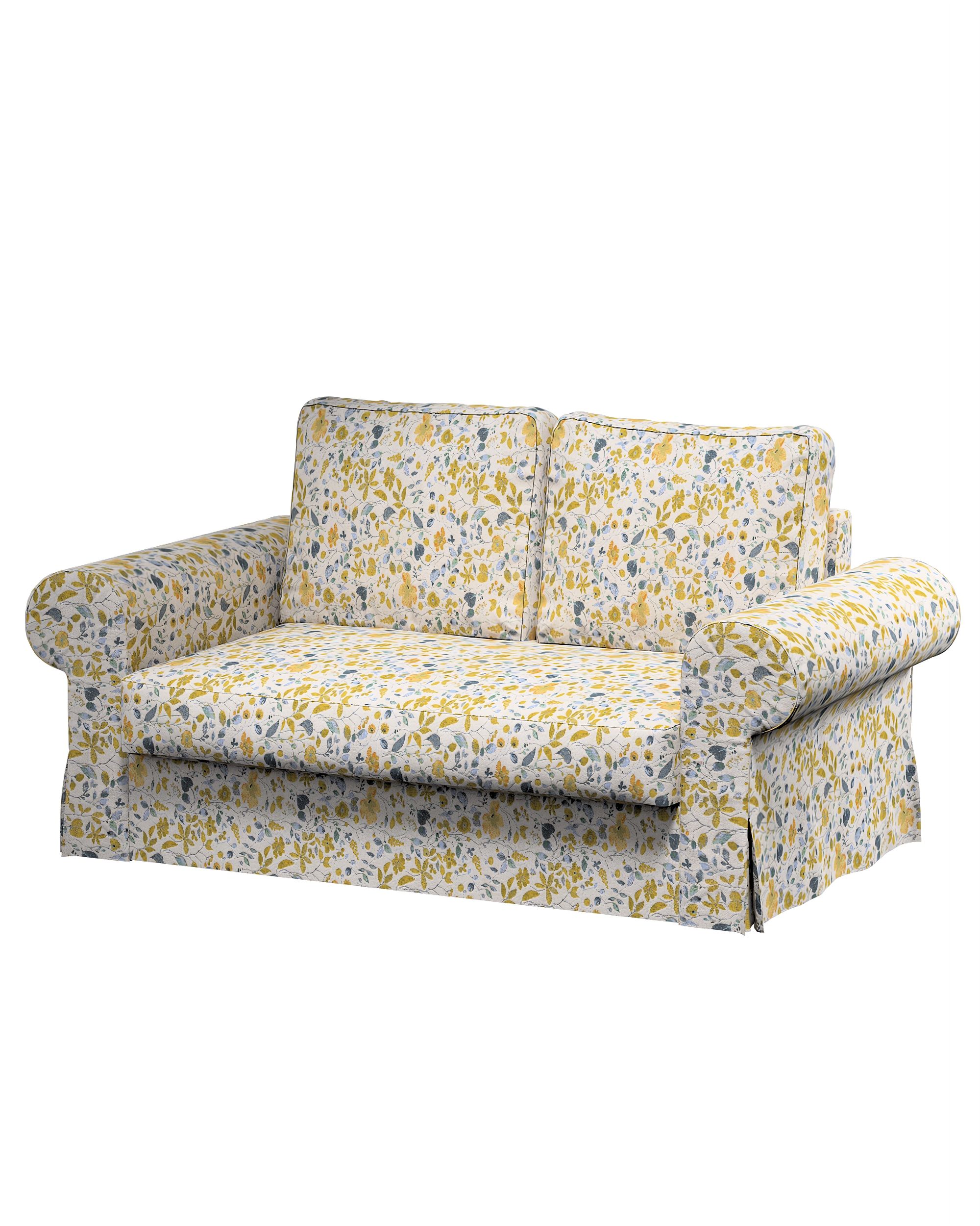 Bezug für Backabro 2-Sitzer Sofa ausklappbar Farbe gelb Stoff strukturiert, gemustert