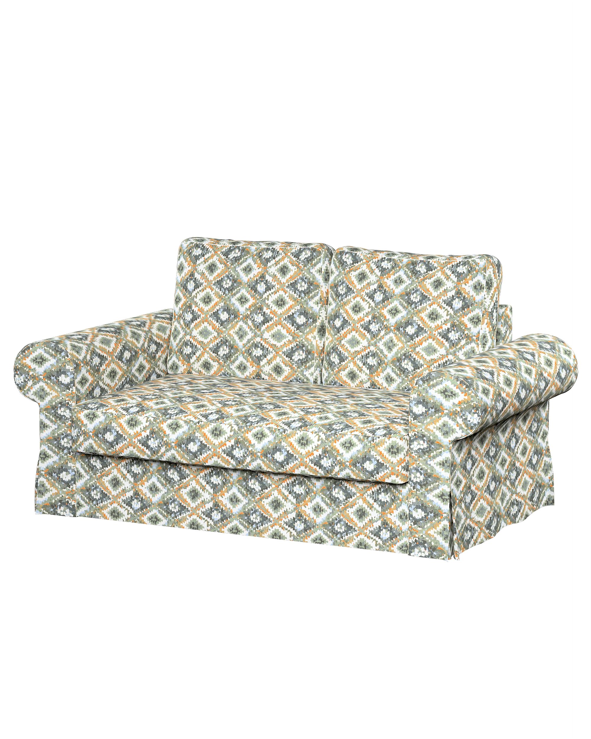 Bezug für Backabro 2-Sitzer Sofa ausklappbar Farbe blau Stoff strukturiert, gemustert
