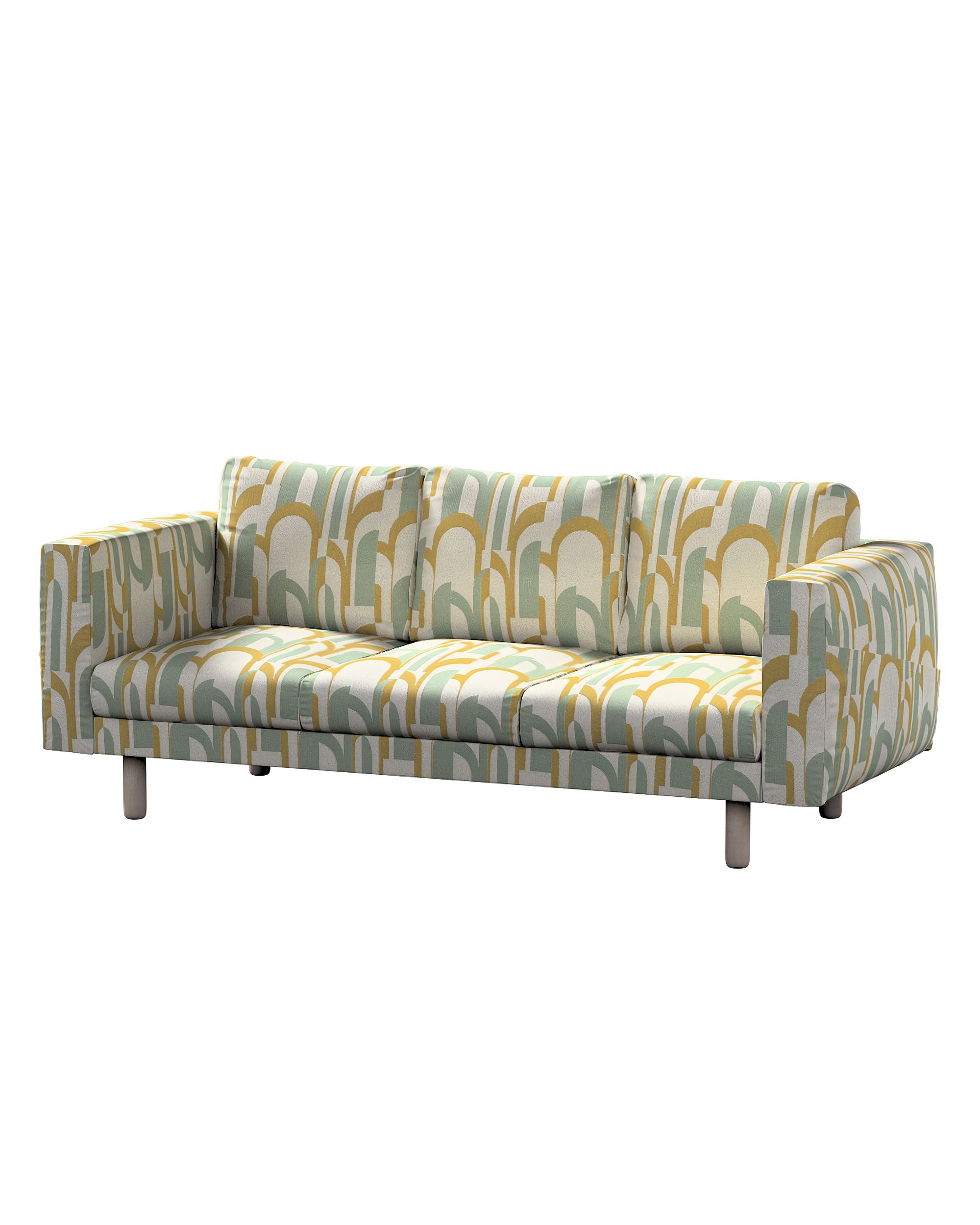 Bezug für Norsborg 3-Sitzer Sofa Farbe grün Stoff strukturiert, gemustert