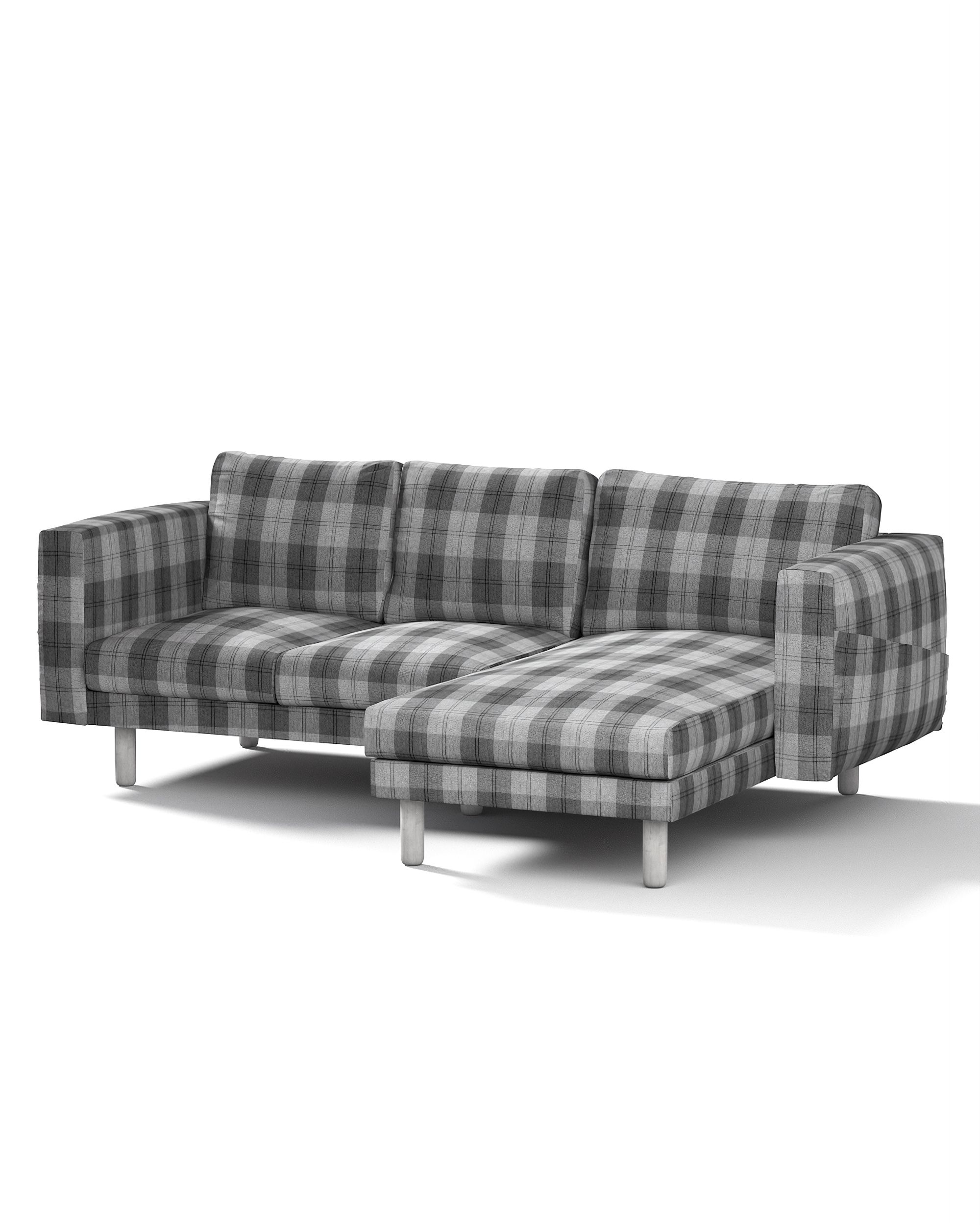 Bezug für Norsborg 3-Sitzer Sofa mit Recamiere Farbe grau Stoff strukturiert, gemustert