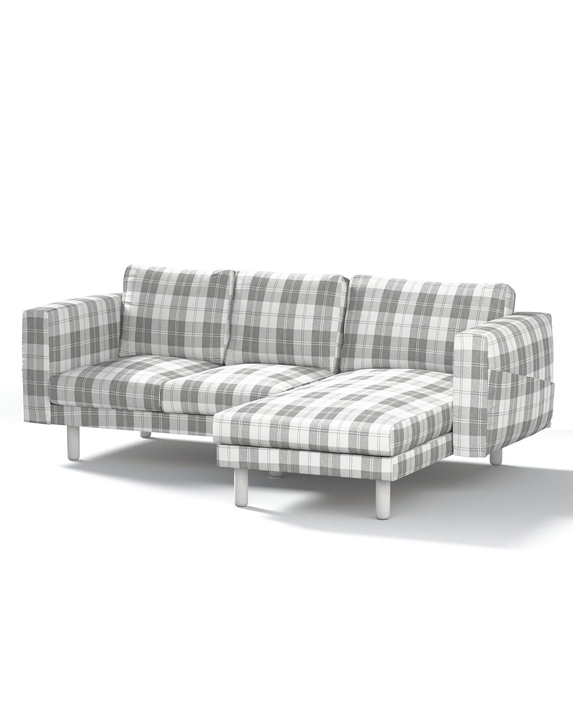 Bezug für Norsborg 3-Sitzer Sofa mit Recamiere Farbe grau Stoff strukturiert, gemustert