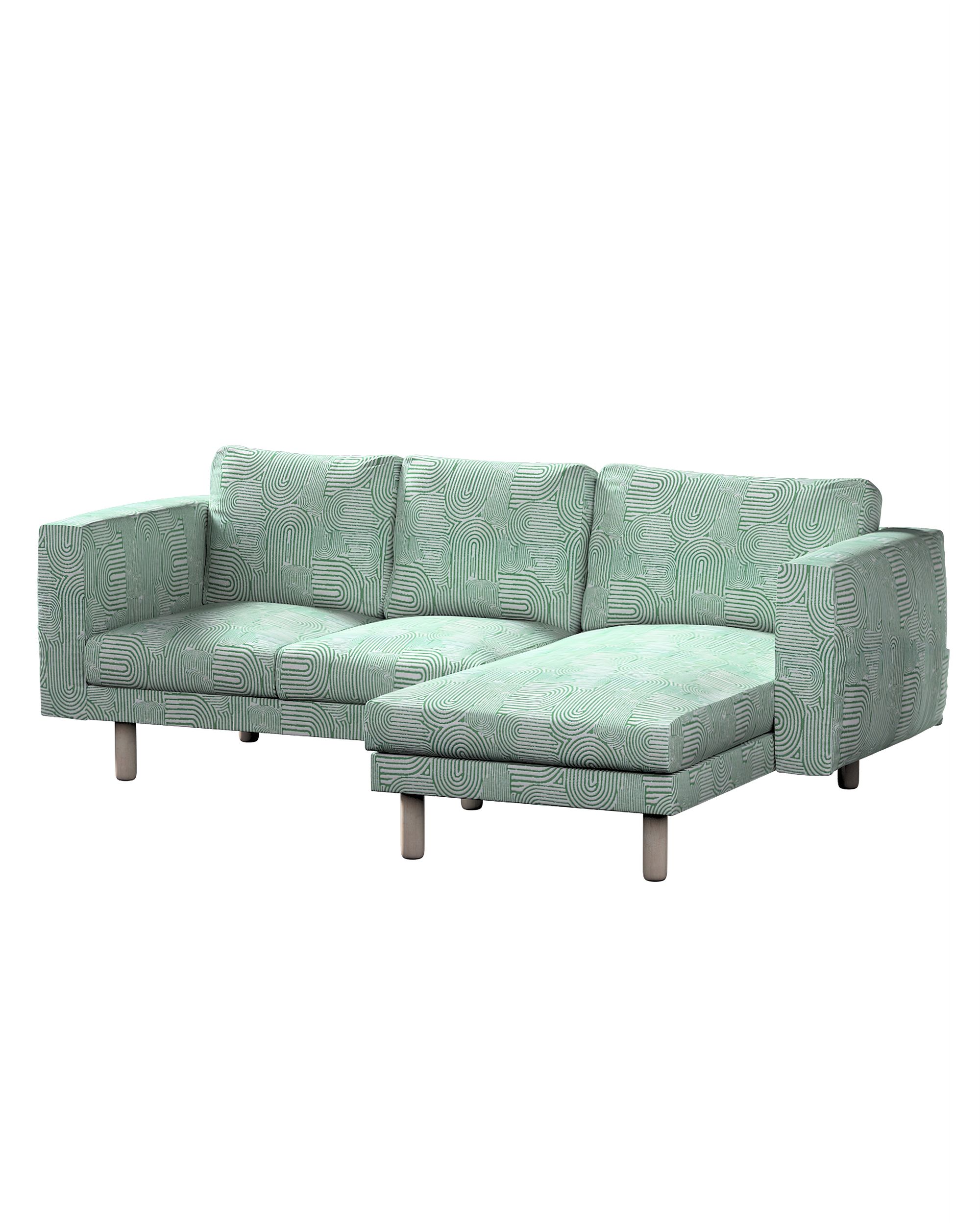 Bezug für Norsborg 3-Sitzer Sofa mit Recamiere Farbe grün Stoff strukturiert, gemustert