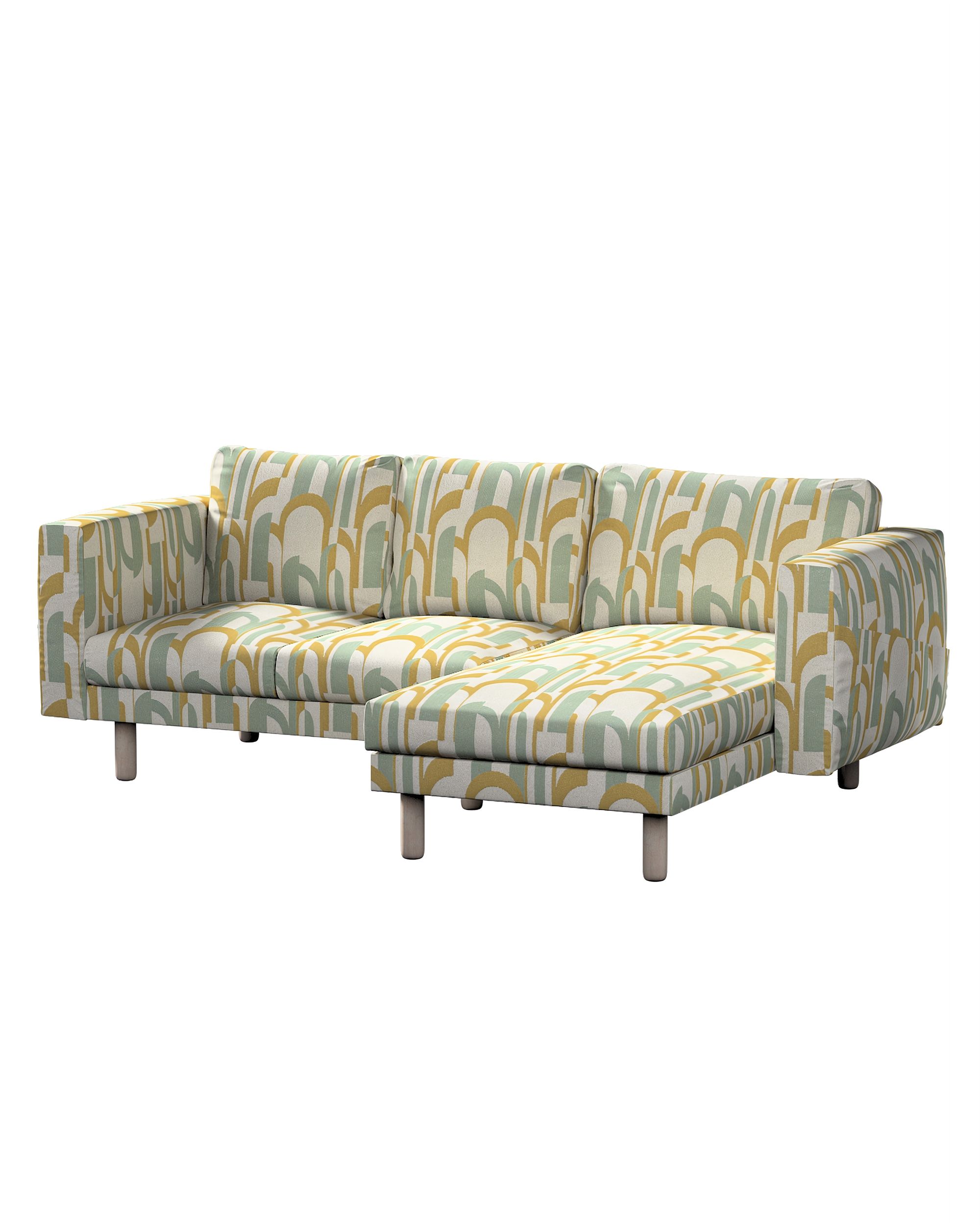 Bezug für Norsborg 3-Sitzer Sofa mit Recamiere Farbe grün Stoff strukturiert, gemustert