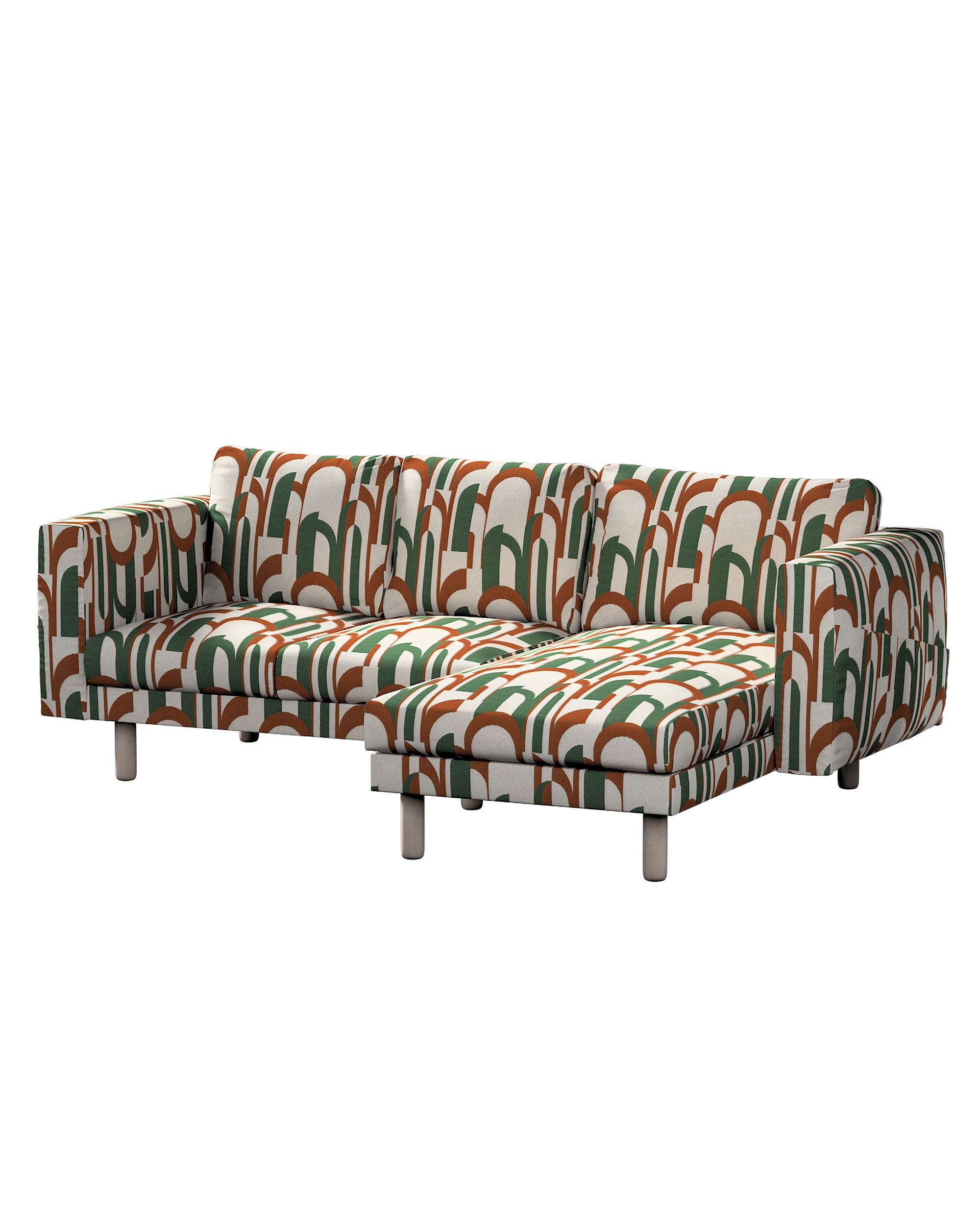 Bezug für Norsborg 3-Sitzer Sofa mit Recamiere Farbe grün Stoff strukturiert, gemustert