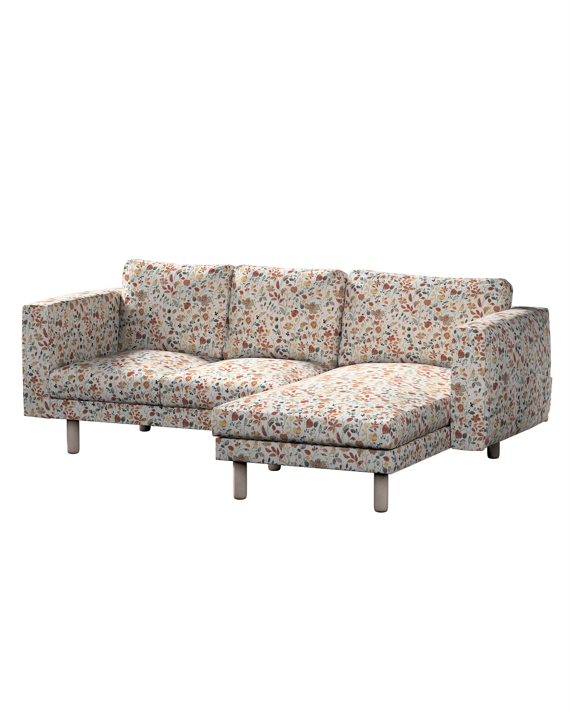 Bezug für Norsborg 3-Sitzer Sofa mit Recamiere Farbe orange Stoff strukturiert, gemustert