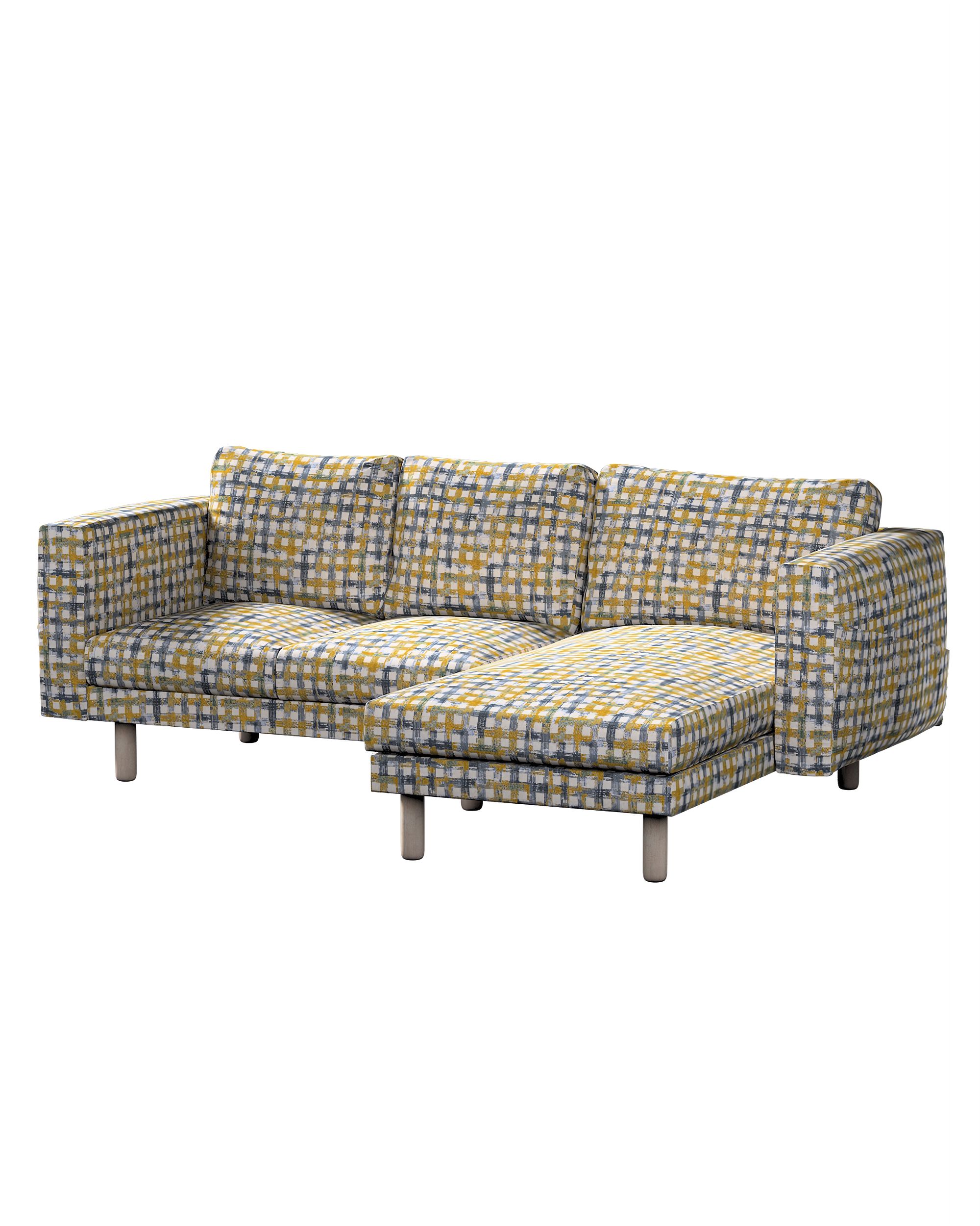 Bezug für Norsborg 3-Sitzer Sofa mit Recamiere Farbe blau Stoff strukturiert, gemustert