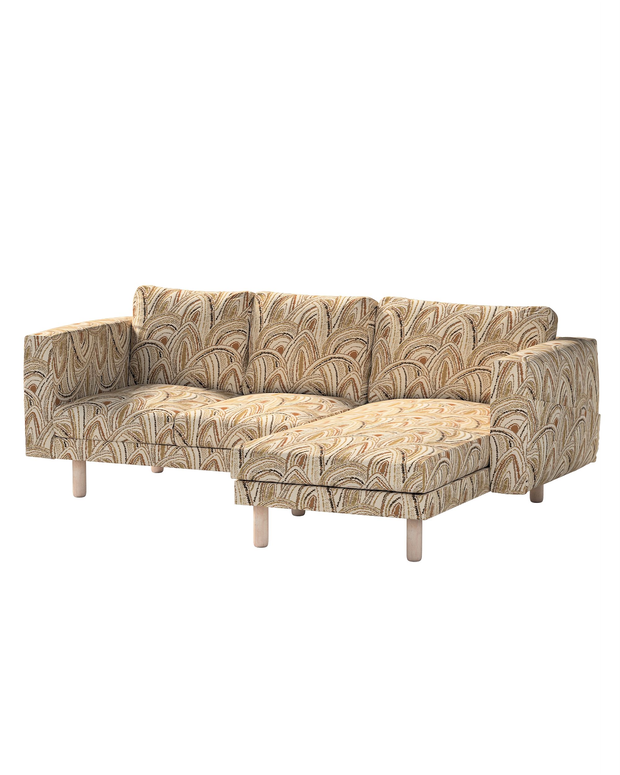Bezug für Norsborg 3-Sitzer Sofa mit Recamiere Farbe beige Stoff strukturiert, gemustert