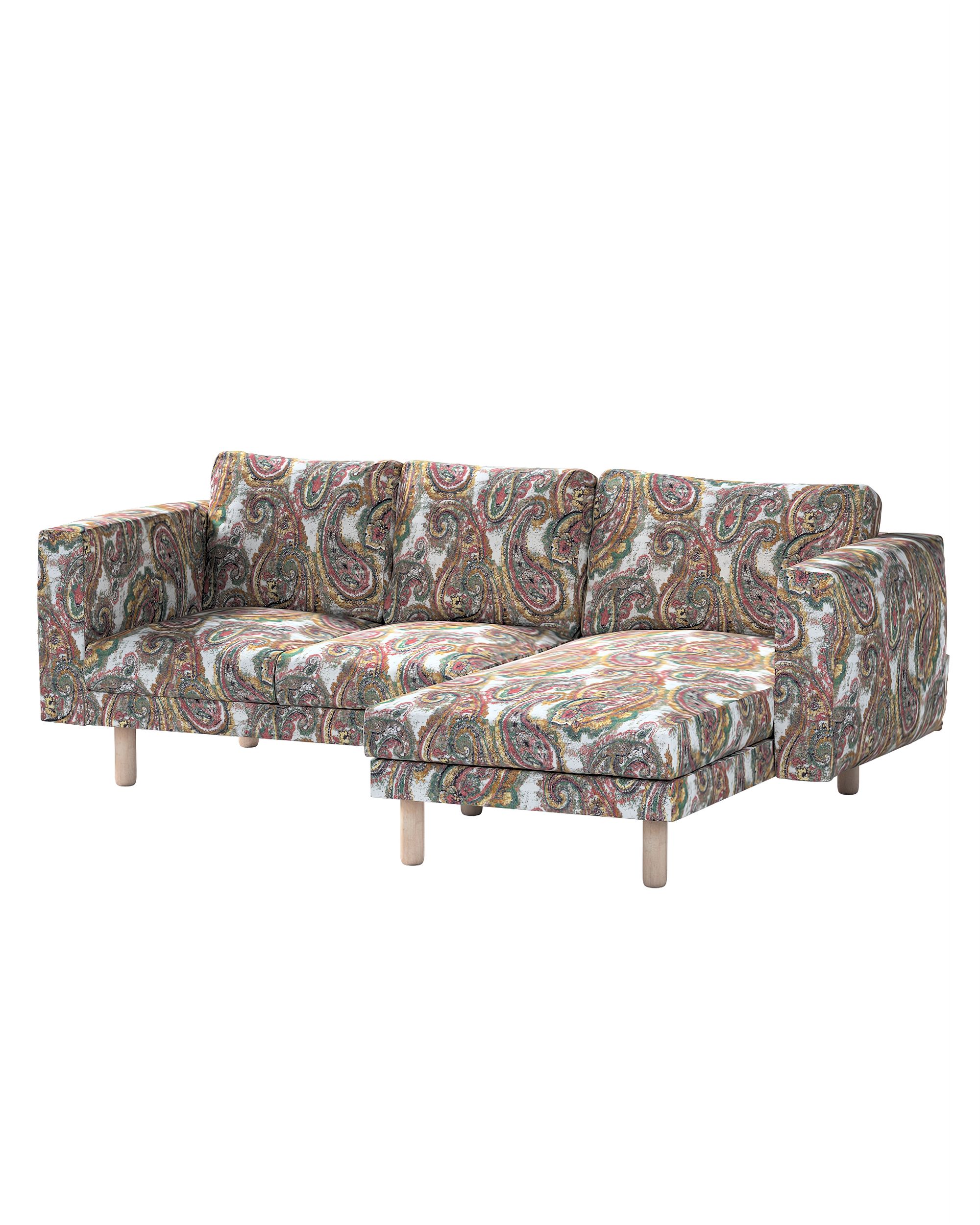 Bezug für Norsborg 3-Sitzer Sofa mit Recamiere Farbe bunt Stoff strukturiert, gemustert