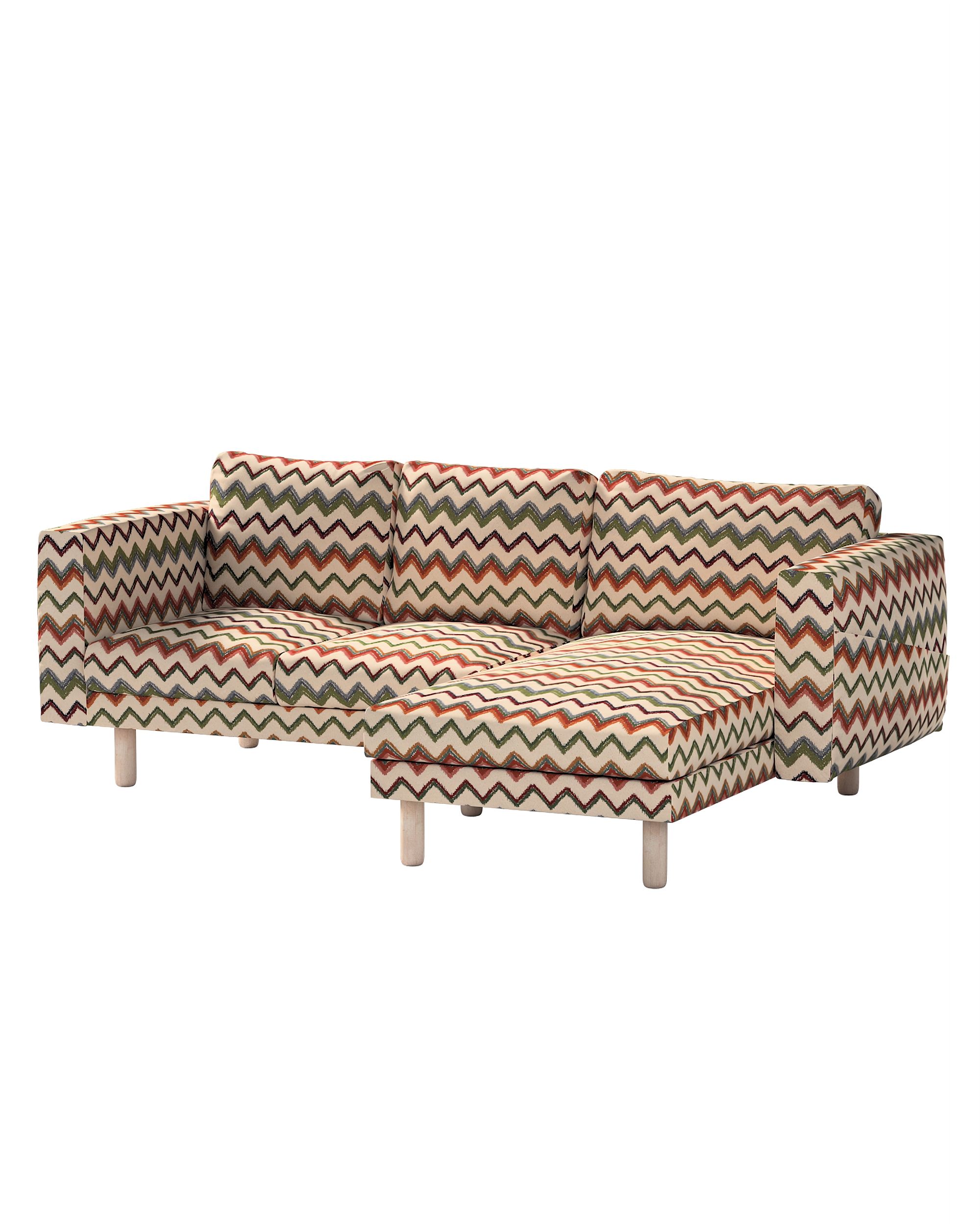 Bezug für Norsborg 3-Sitzer Sofa mit Recamiere Farbe bunt Stoff strukturiert, gemustert