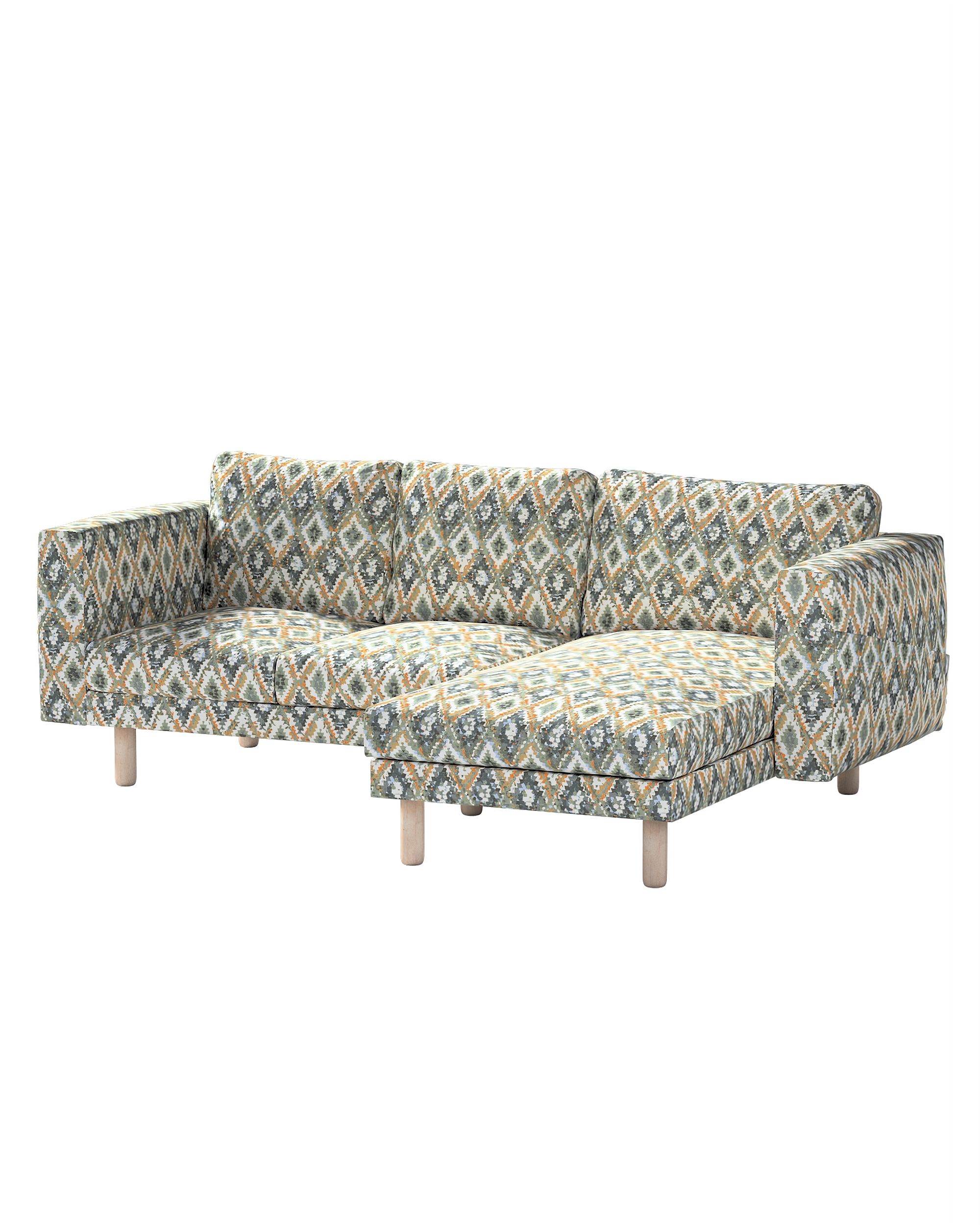 Bezug für Norsborg 3-Sitzer Sofa mit Recamiere Farbe blau Stoff strukturiert, gemustert
