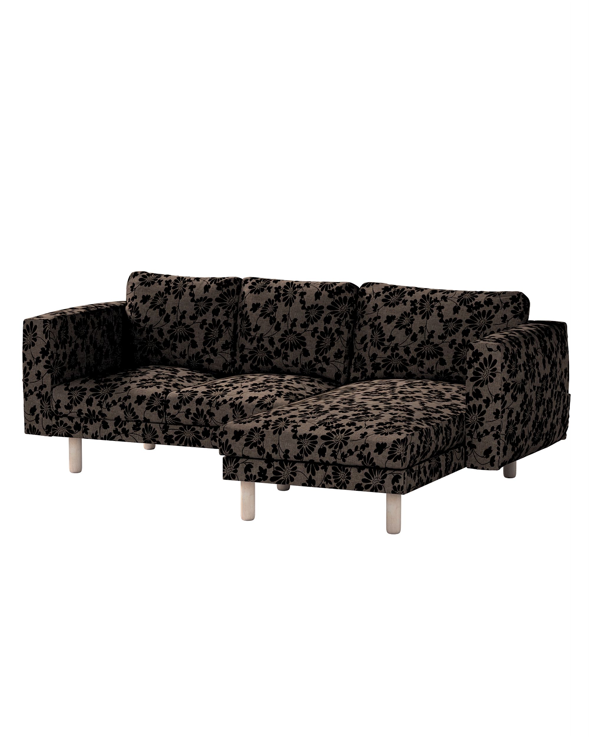 Bezug für Norsborg 3-Sitzer Sofa mit Recamiere Farbe braun Stoff strukturiert, gemustert