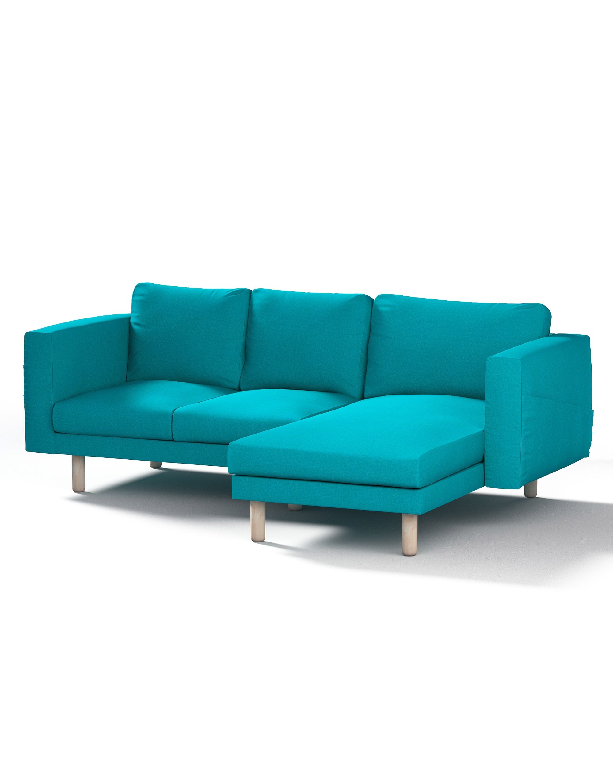 Bezug für Norsborg 3-Sitzer Sofa mit Recamiere Farbe blau Stoff strukturiert