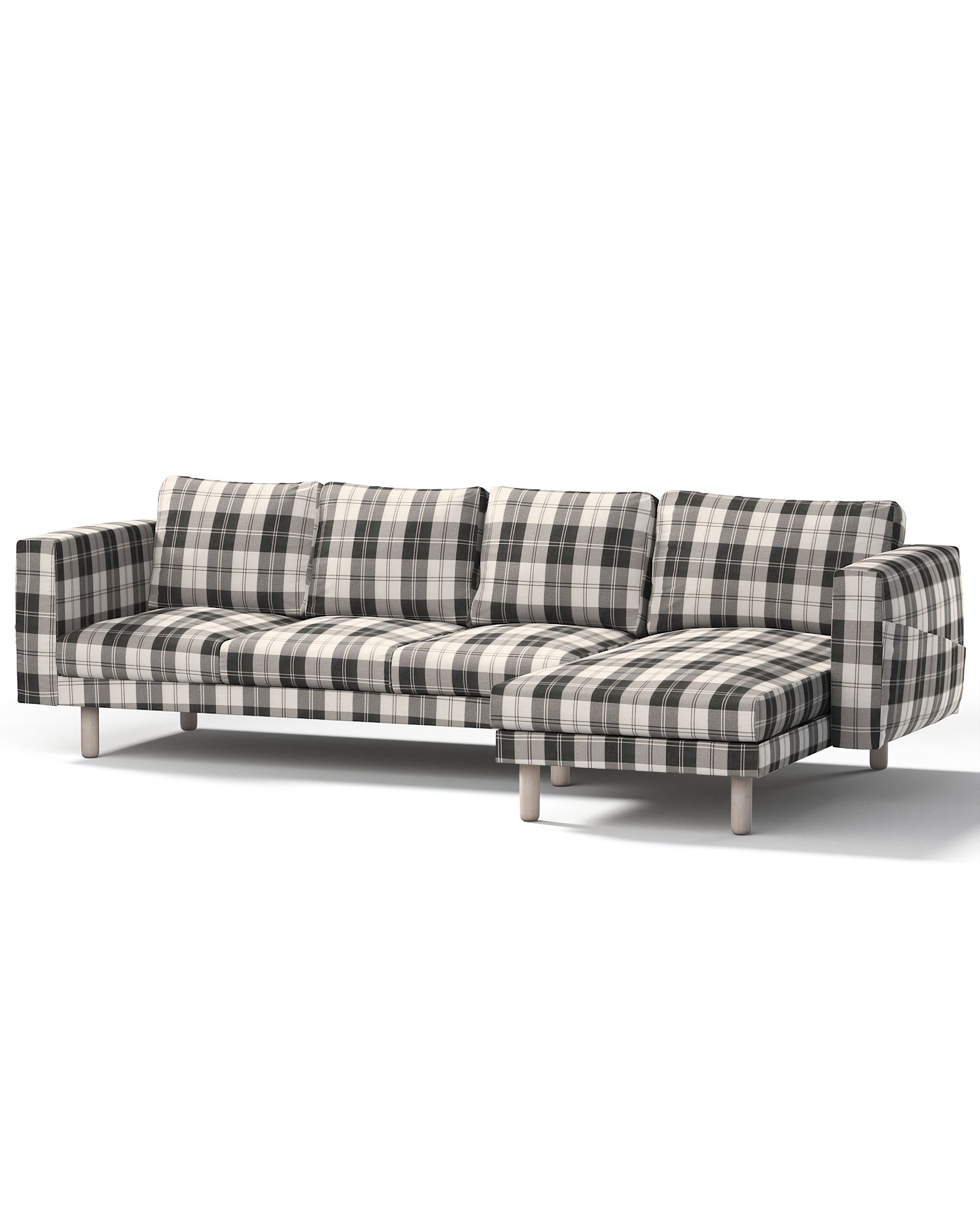 Bezug für Norsborg 4-Sitzer Sofa mit Recamiere Farbe schwarz Stoff strukturiert, gemustert