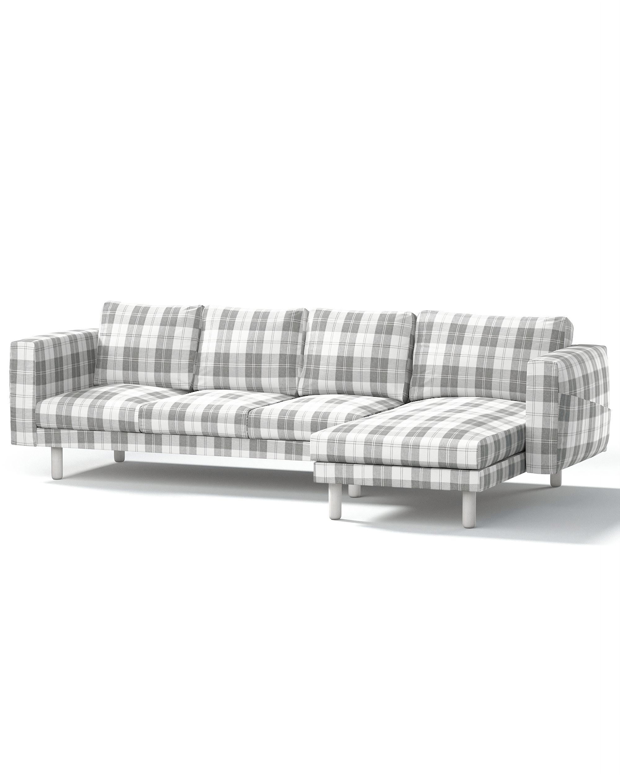 Bezug für Norsborg 4-Sitzer Sofa mit Recamiere Farbe grau Stoff strukturiert, gemustert