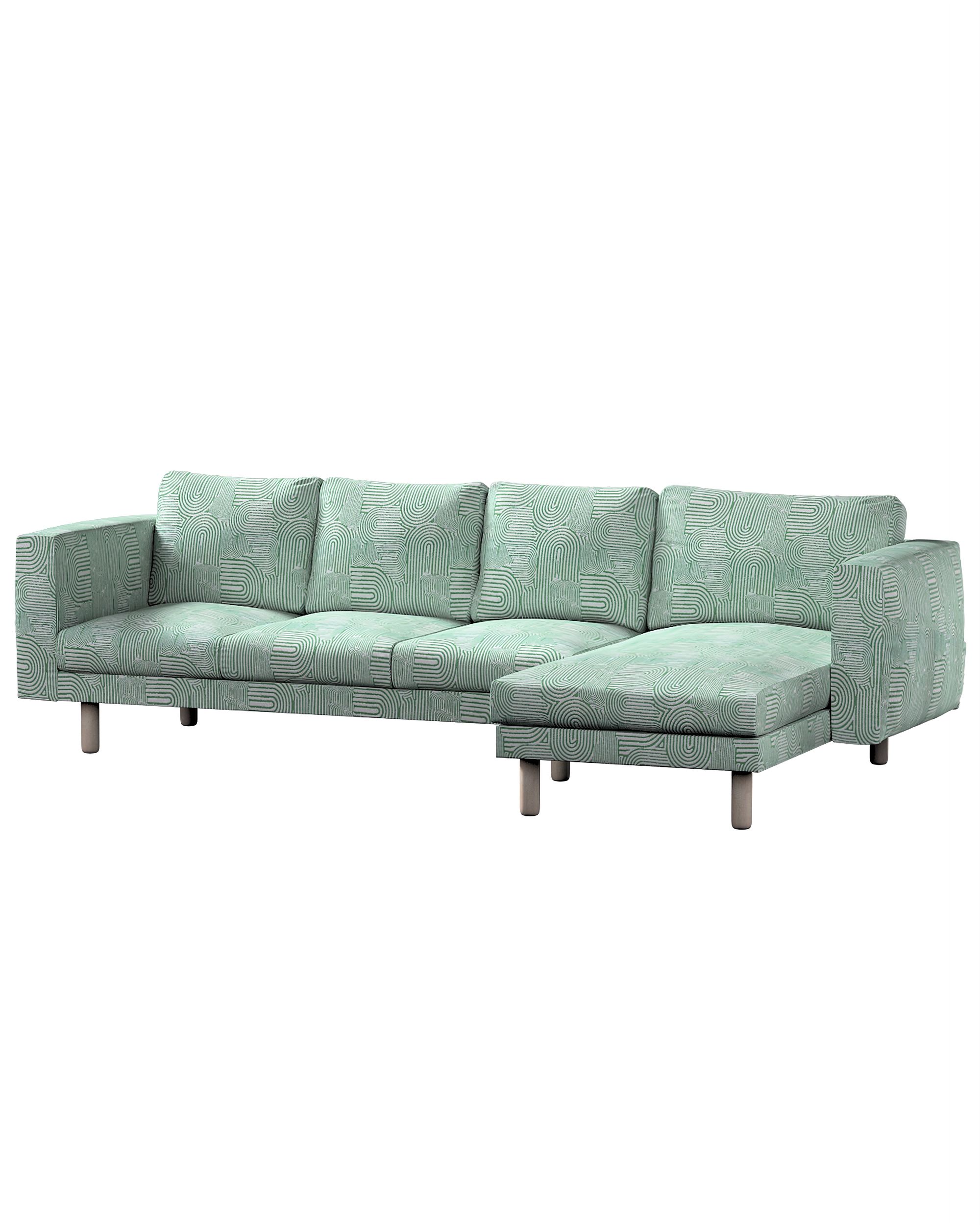 Bezug für Norsborg 4-Sitzer Sofa mit Recamiere Farbe grün Stoff strukturiert, gemustert