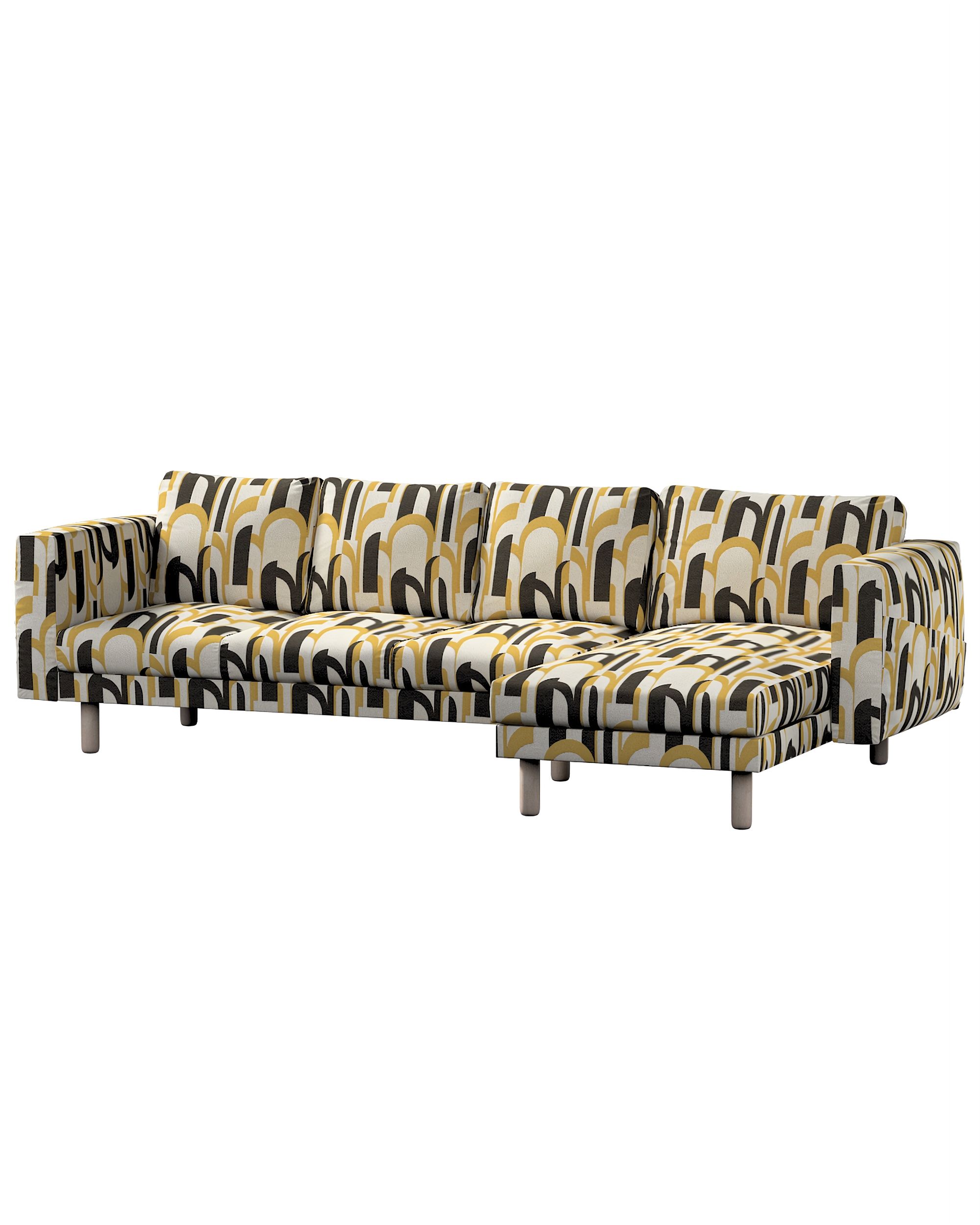 Bezug für Norsborg 4-Sitzer Sofa mit Recamiere Farbe bunt Stoff strukturiert, gemustert