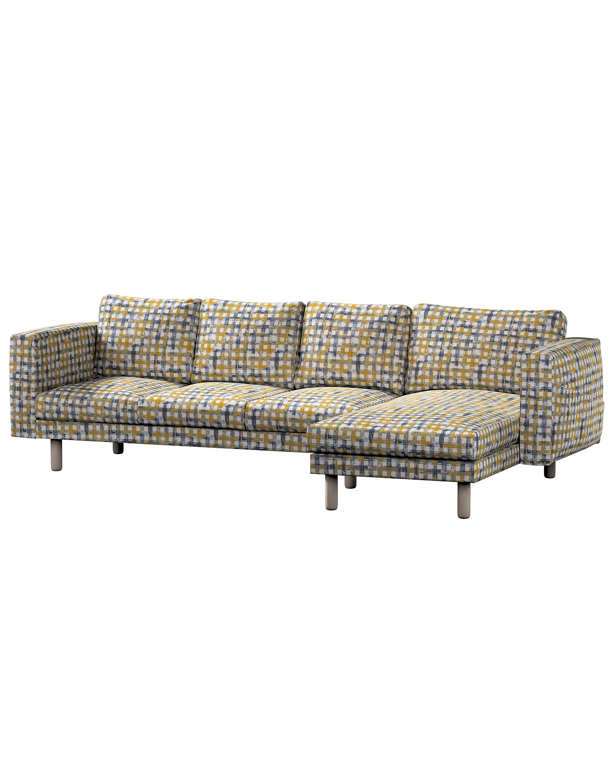 Bezug für Norsborg 4-Sitzer Sofa mit Recamiere Farbe blau Stoff strukturiert, gemustert