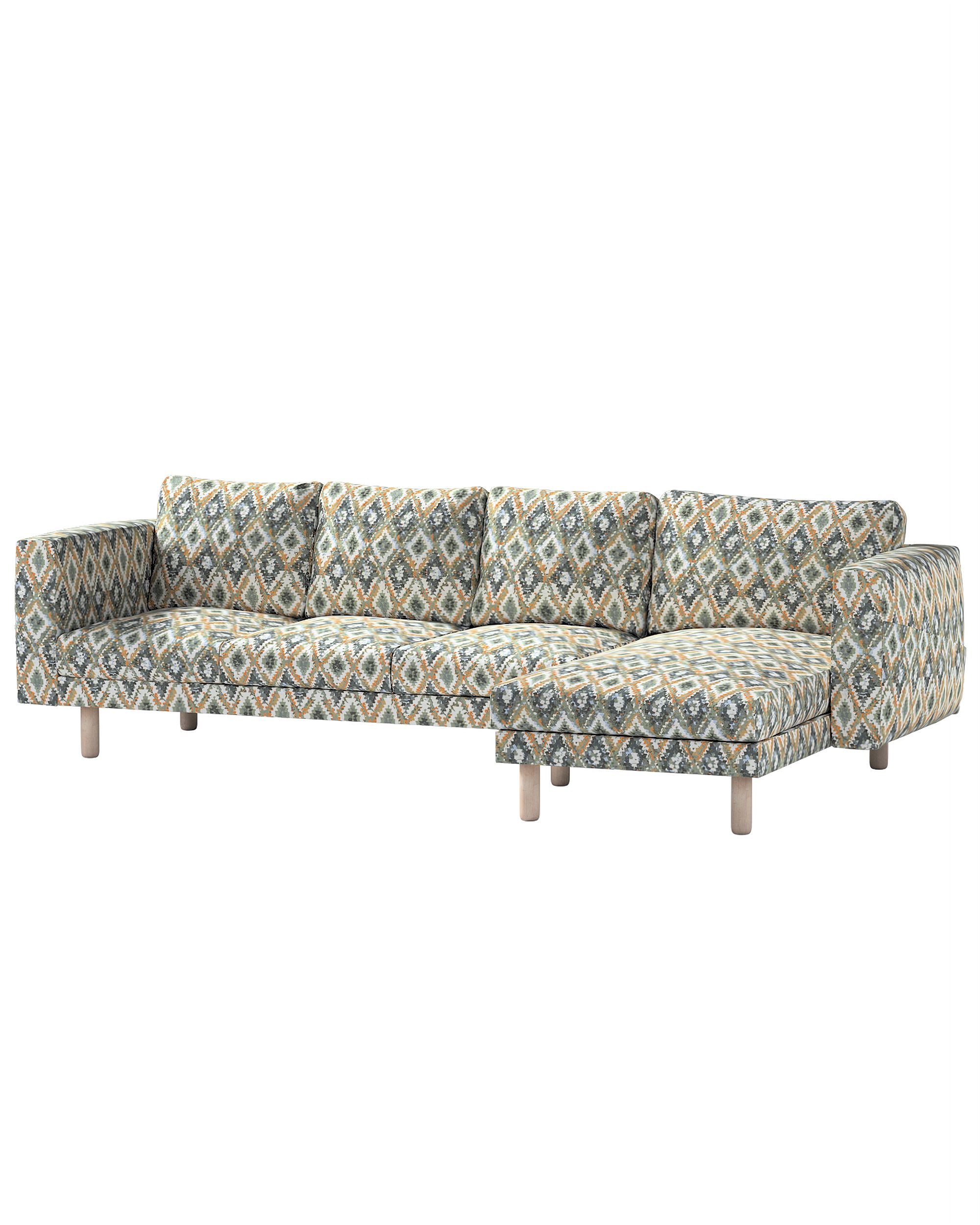 Bezug für Norsborg 4-Sitzer Sofa mit Recamiere Farbe blau Stoff strukturiert, gemustert