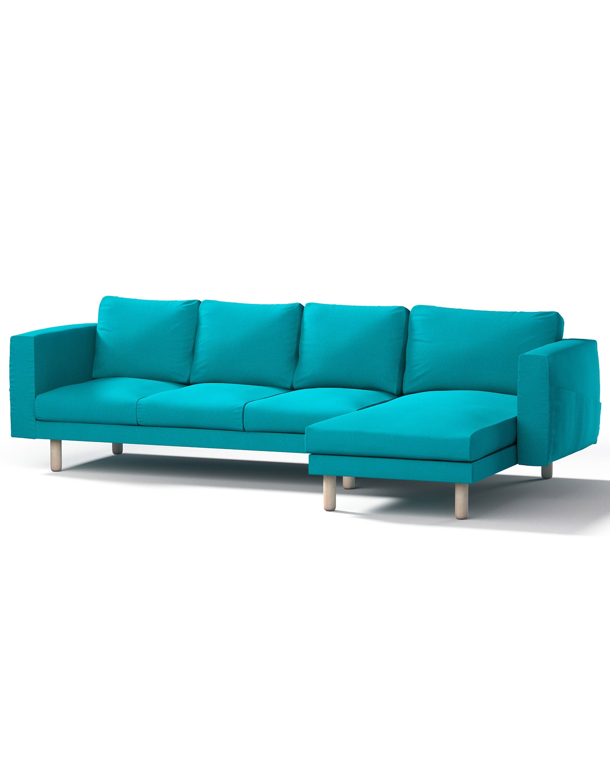 Bezug für Norsborg 4-Sitzer Sofa mit Recamiere Farbe blau Stoff strukturiert