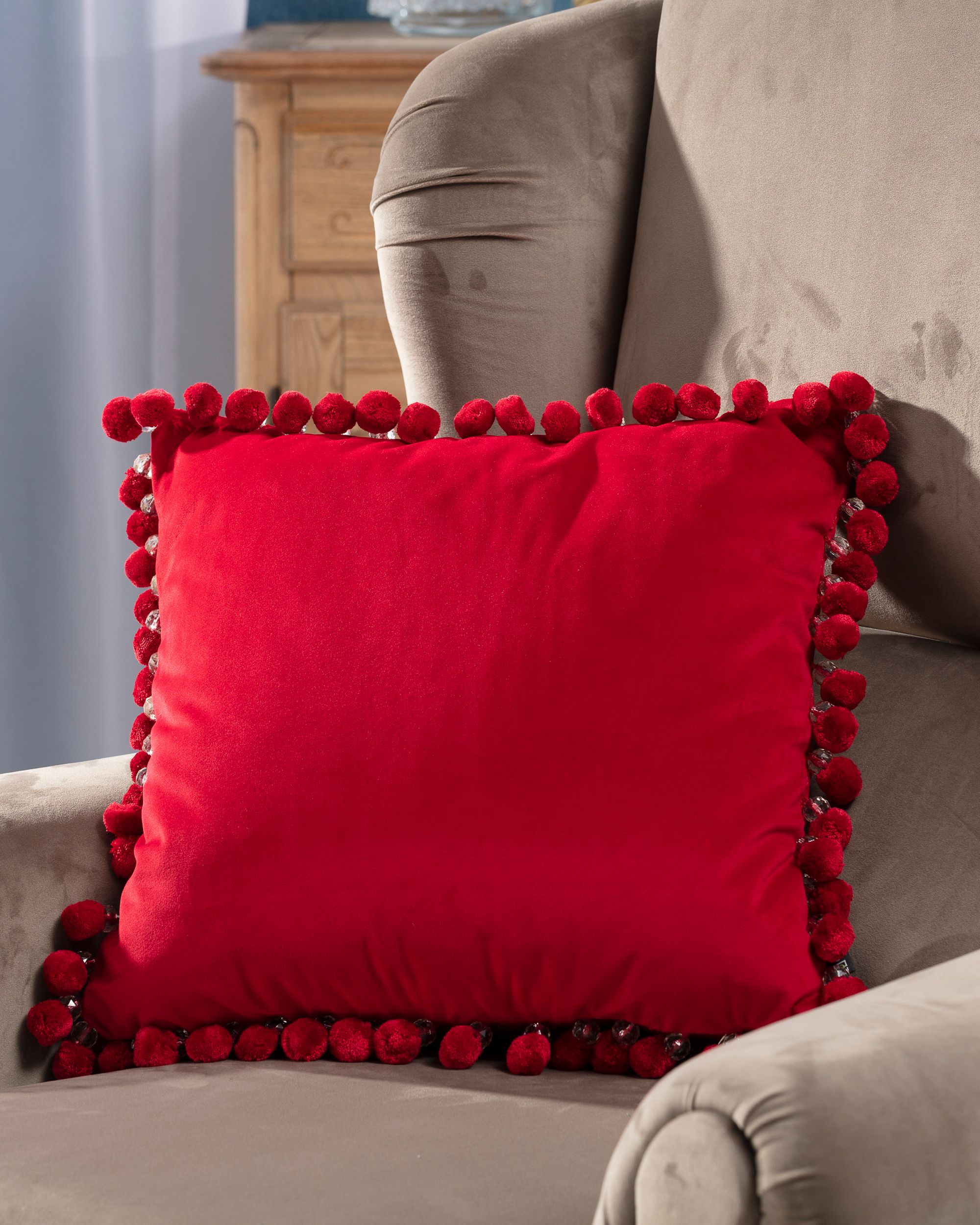 Kissenhülle Glamour 43x43cm Farbe rot Stoff glänzend