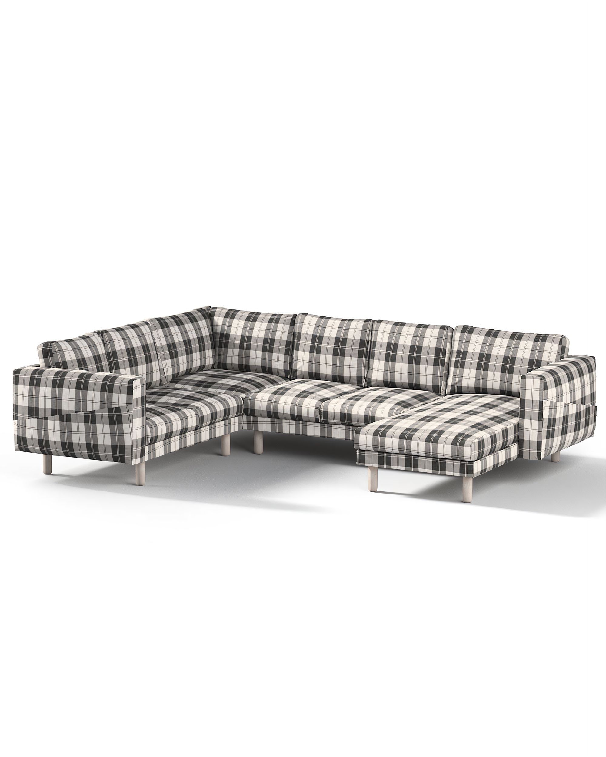 Bezug für Norsborg 5-Sitzer Ecksofa mit Recamiere Farbe schwarz Stoff strukturiert, gemustert