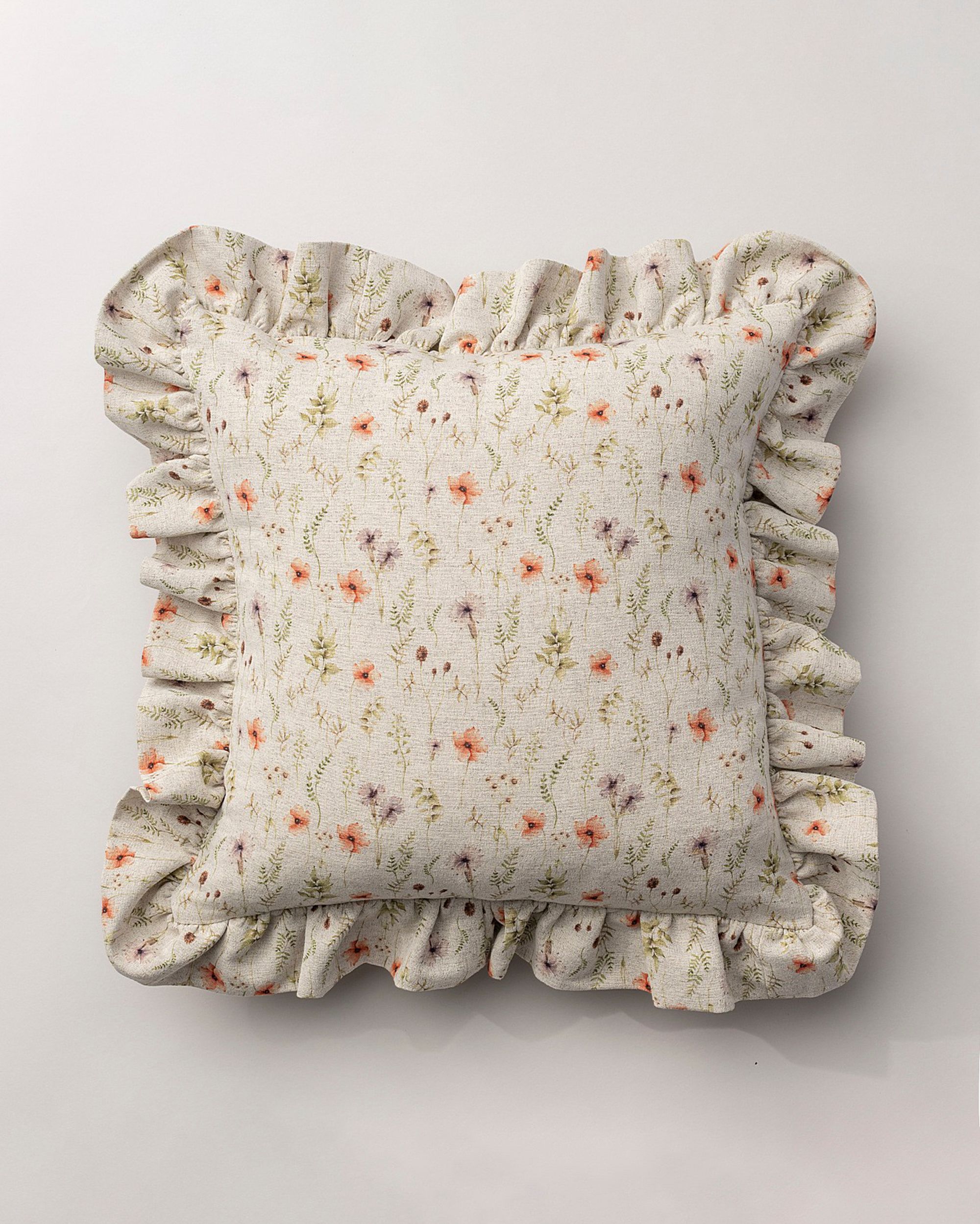 Kissenhülle Charlotte 45x45 cm mit Rüsche Farbe bunt Stoff strukturiert, gemustert