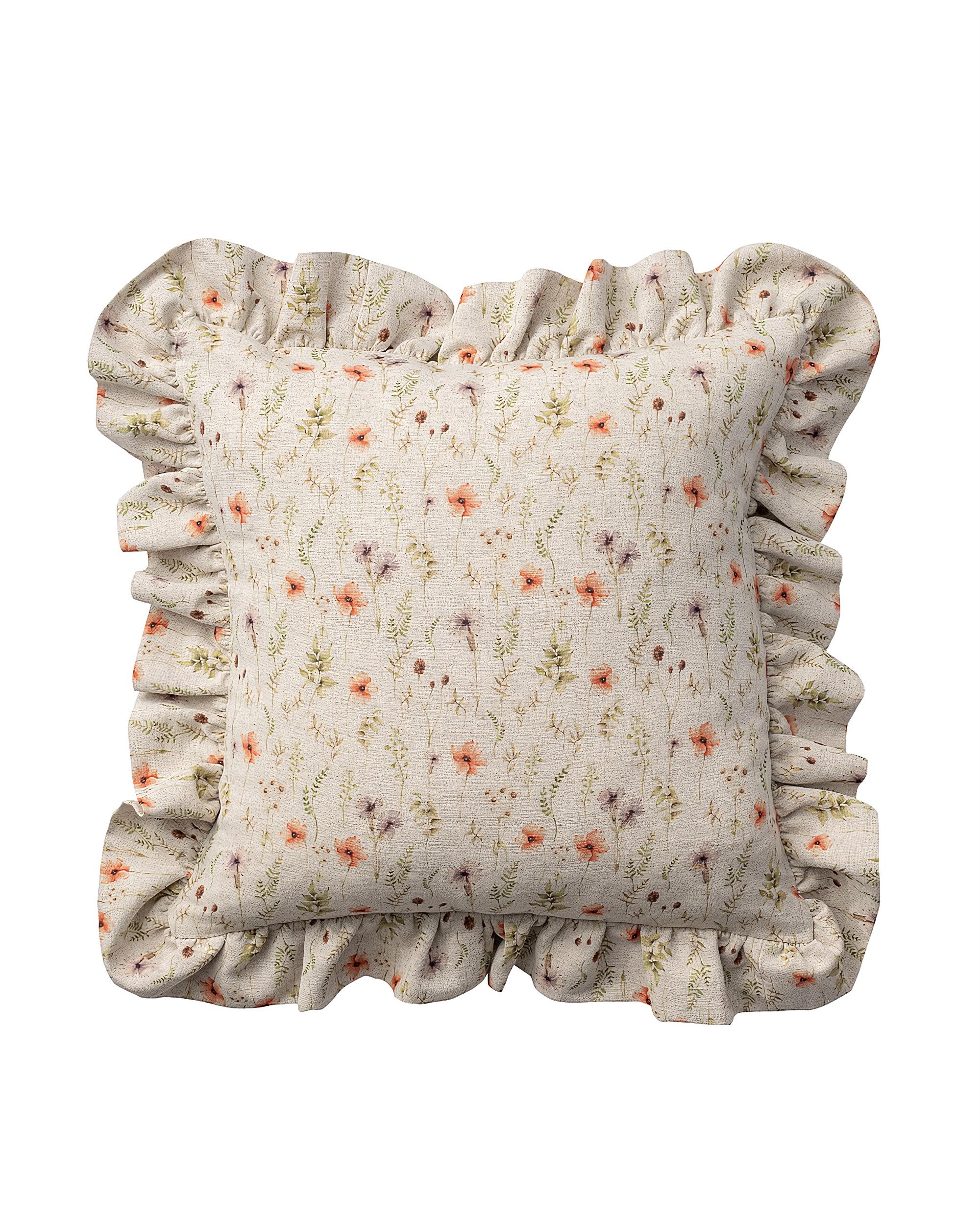 Kissenhülle Charlotte 45x45 cm mit Rüsche Farbe bunt Stoff strukturiert, gemustert