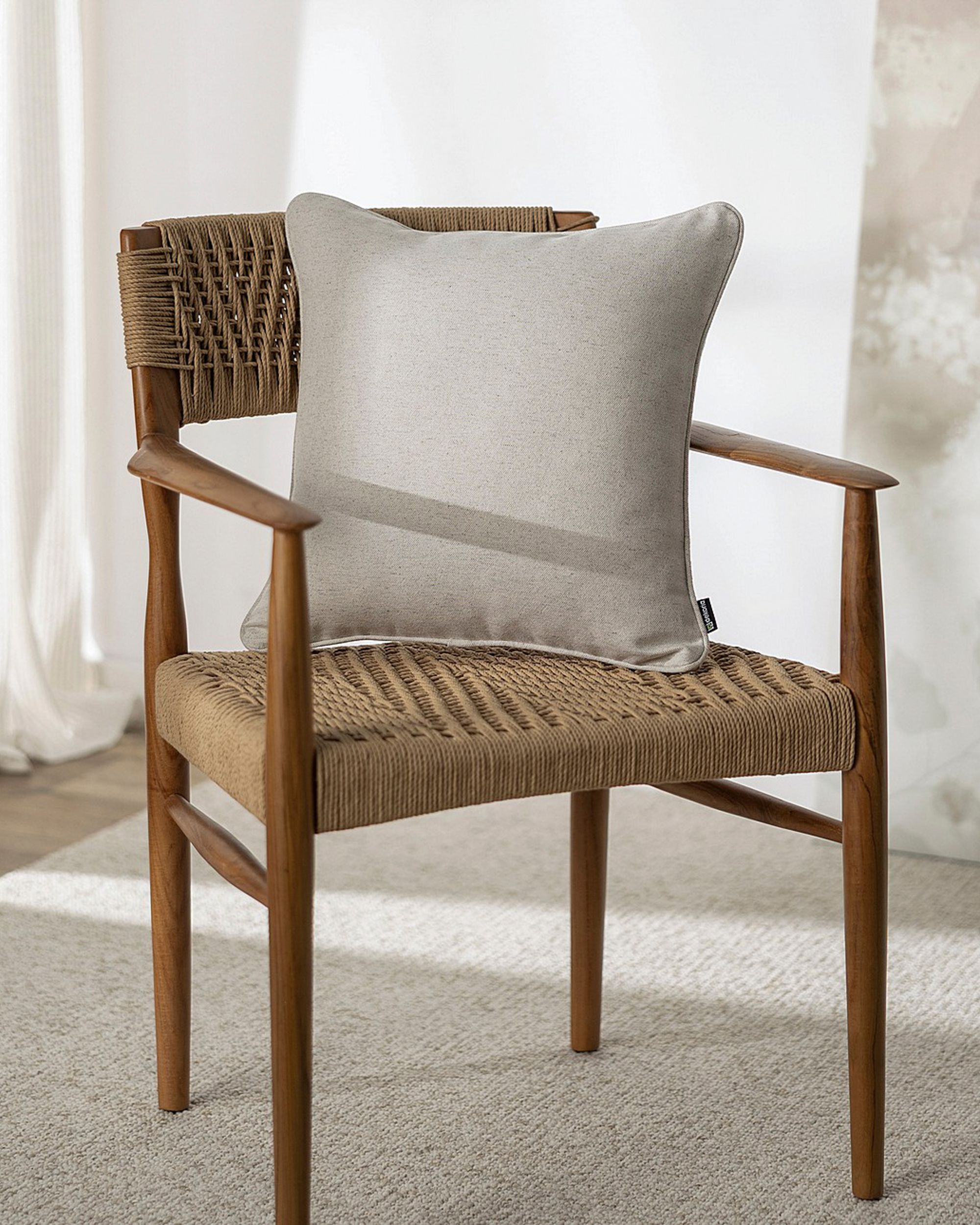 Kissenhülle Gabi mit Paspel Farbe beige Stoff strukturiert (hover)