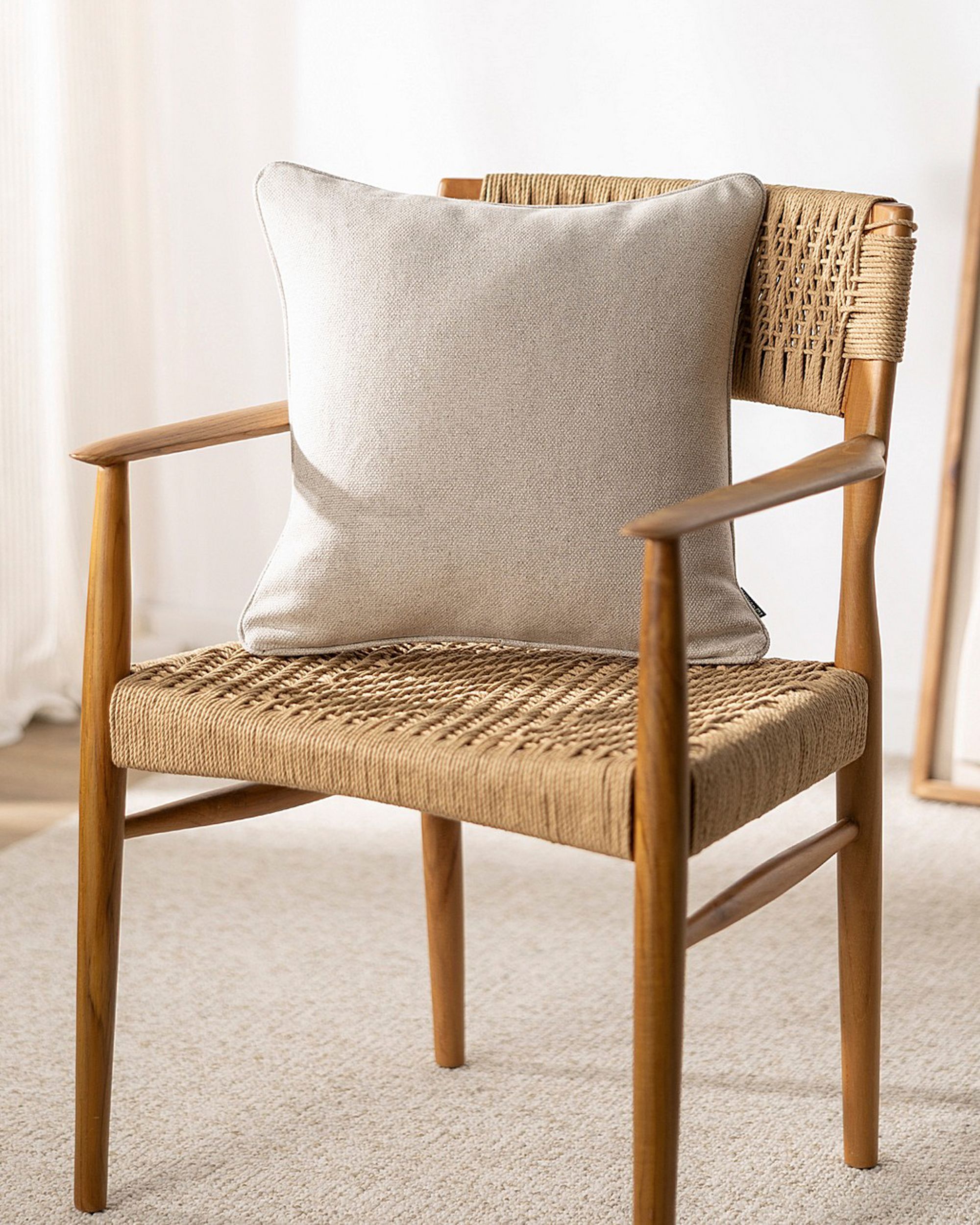 Kissenhülle Gabi mit Paspel Farbe beige Stoff strukturiert (hover)