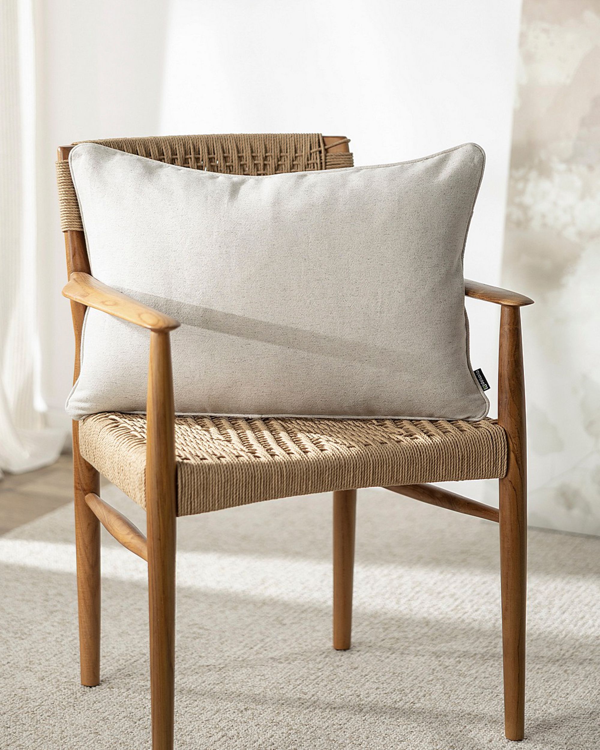 Kissenhülle Gabi mit Paspel 60x40cm Farbe beige Stoff strukturiert (hover)