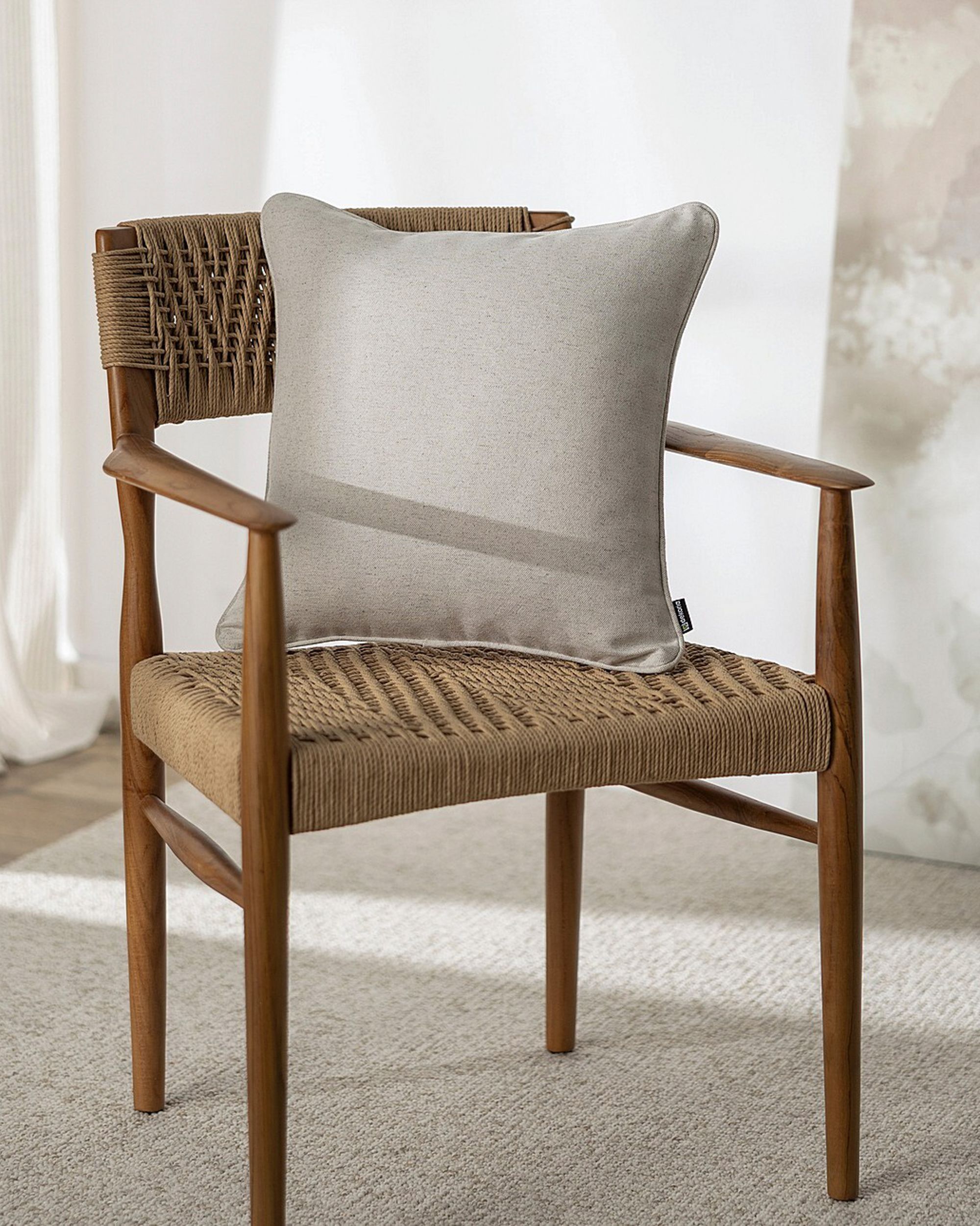 Kissenhülle Gabi mit Paspel Farbe beige Stoff strukturiert (hover)