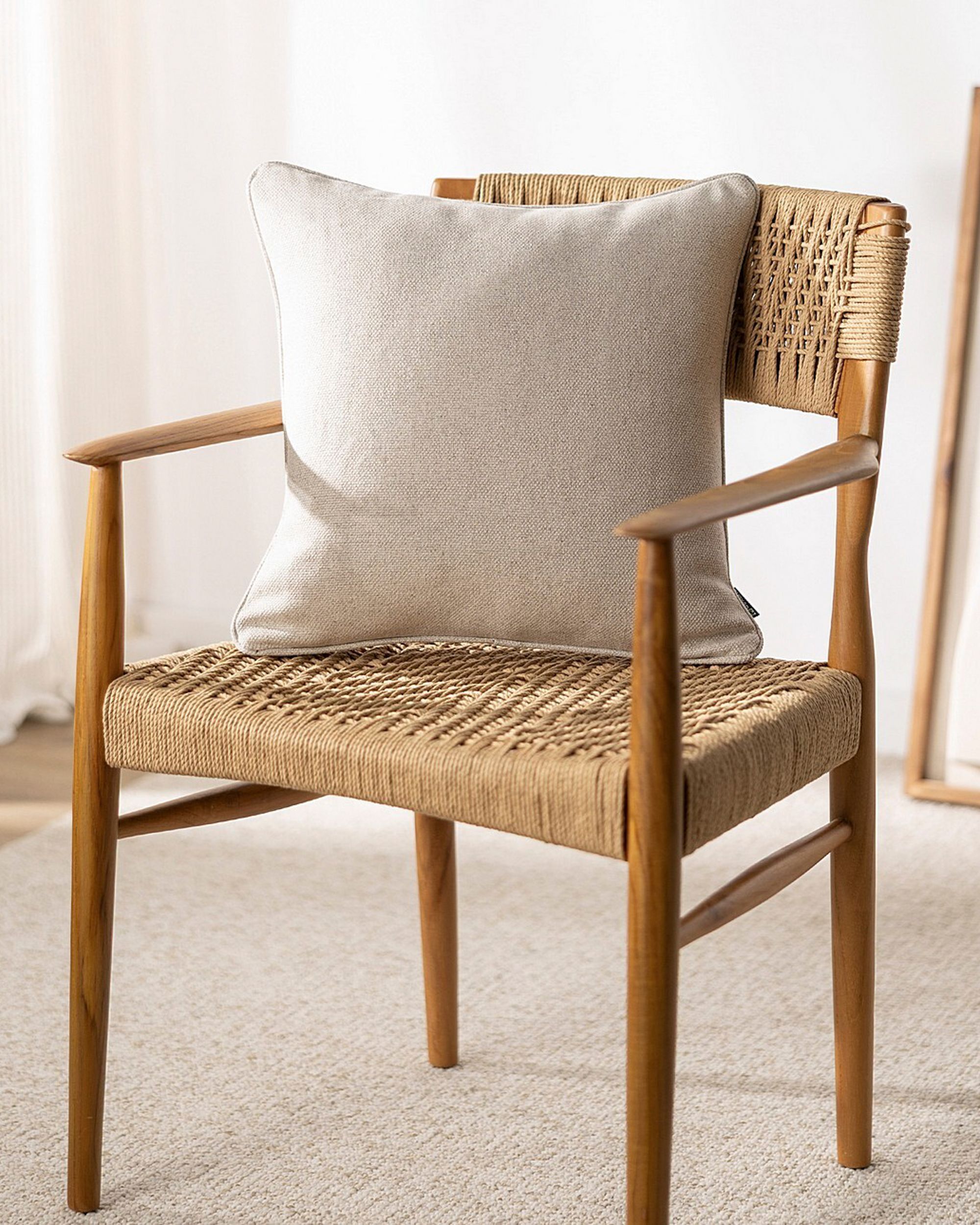 Kissenhülle Gabi mit Paspel Farbe beige Stoff strukturiert (hover)