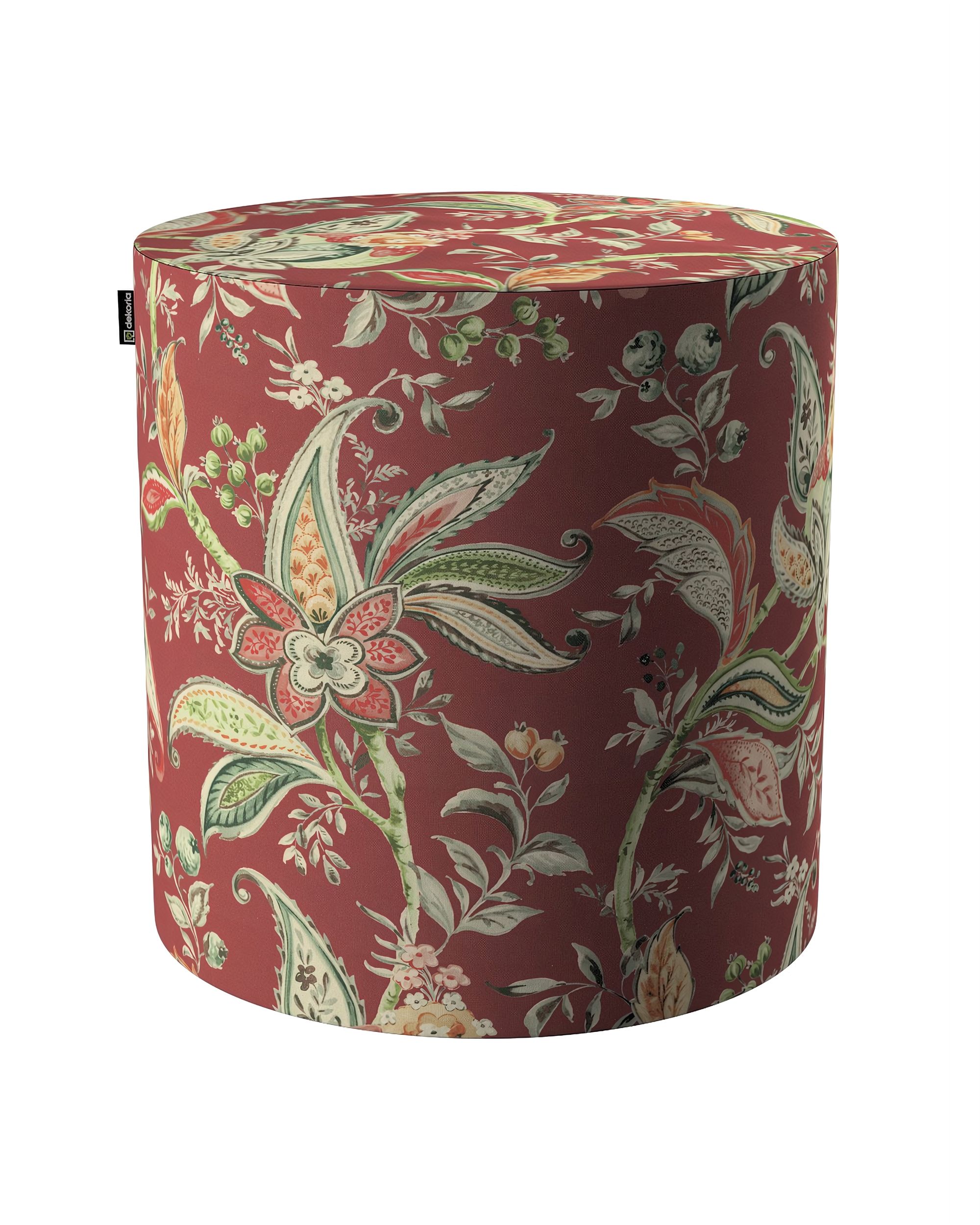 Pouf Barrel Farbe rot Stoff gemustert