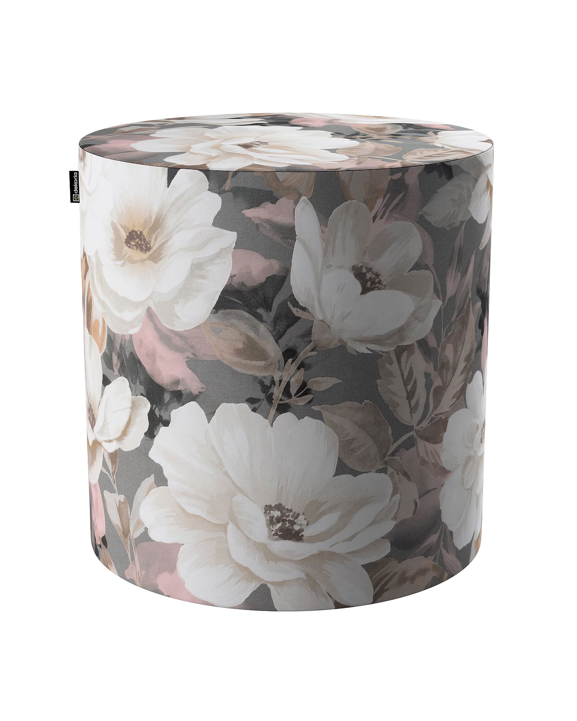 Pouf Barrel Farbe grau Stoff gemustert