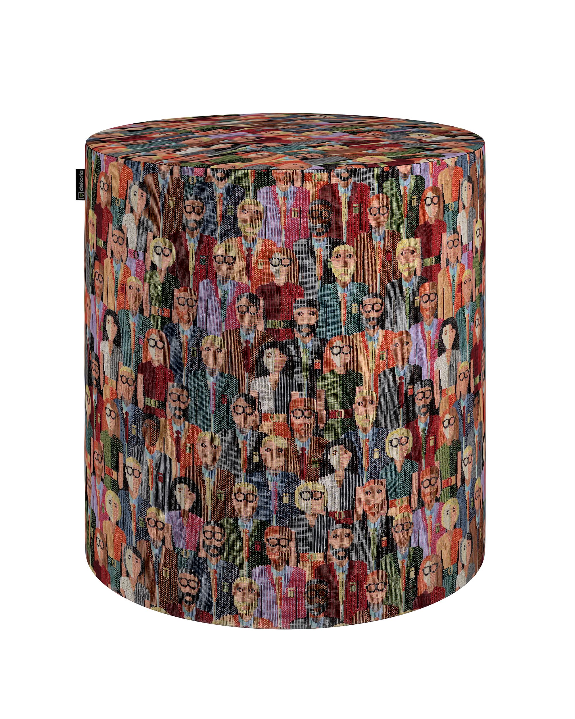 Pouf Barrel Farbe bunt Stoff strukturiert, gemustert