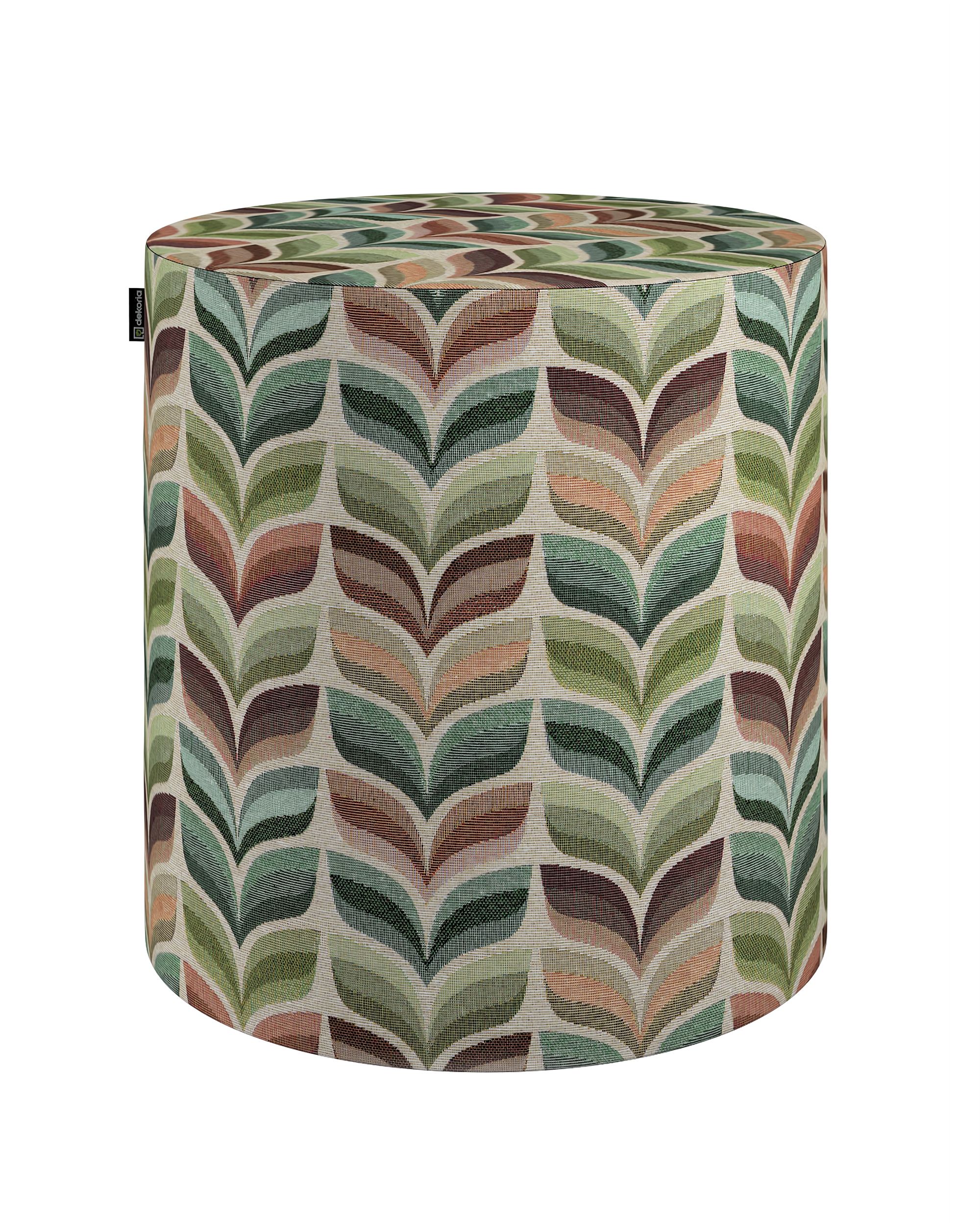 Pouf Barrel Farbe grün Stoff strukturiert, gemustert