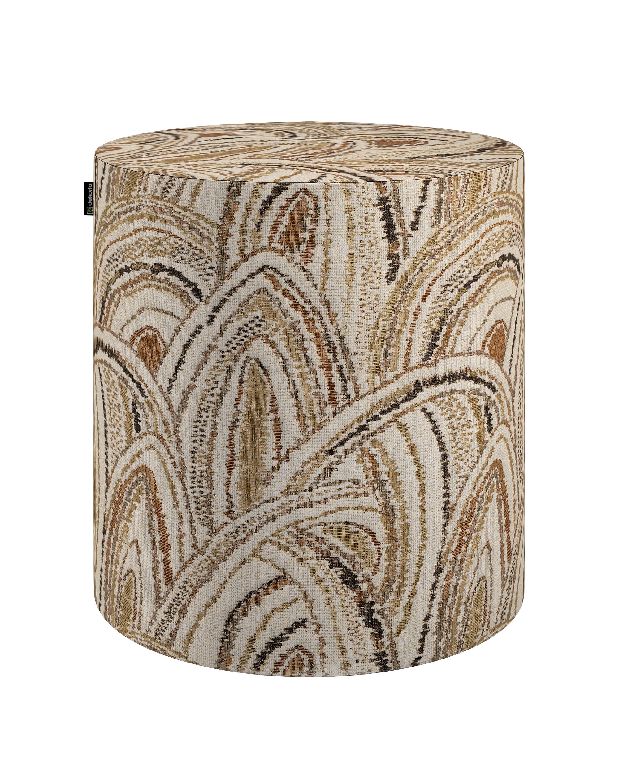 Pouf Barrel Farbe beige Stoff strukturiert, gemustert