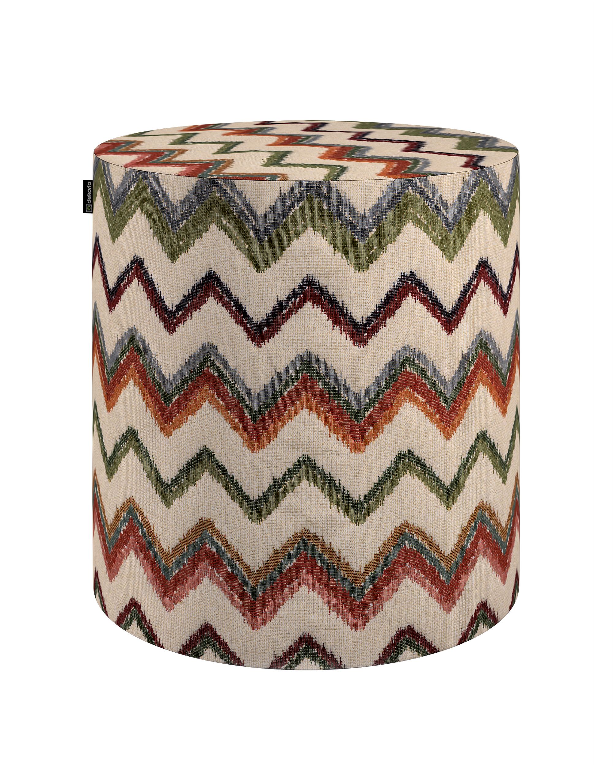 Pouf Barrel Farbe bunt Stoff strukturiert, gemustert